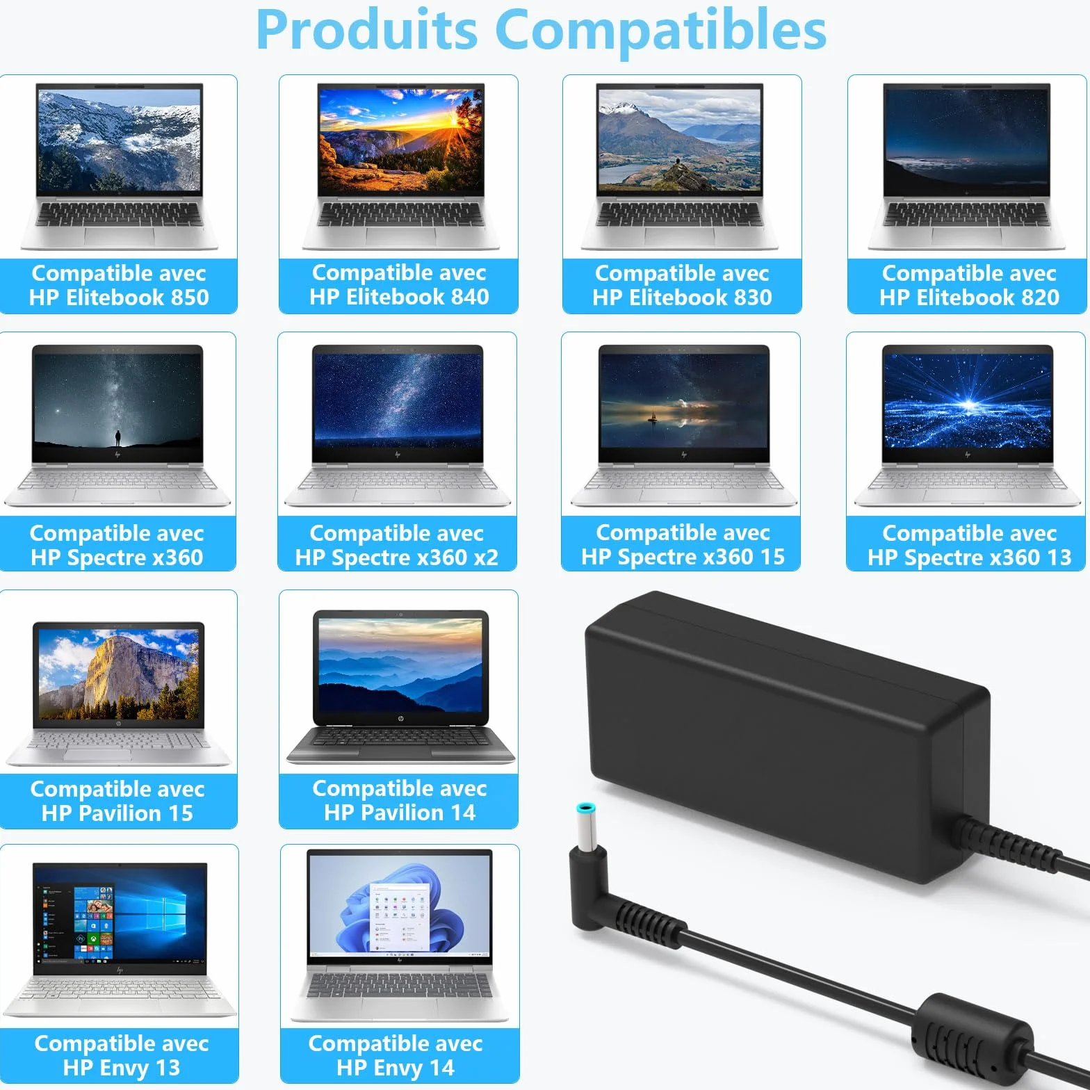 Ładowarka hp Zasilacz 65 W 19,5 V 3,31 A do Stream 11 13 14, Probook 430 440 450 455 470, Spectre, 215 240 250 255 G2, Elitebook, Pavilion