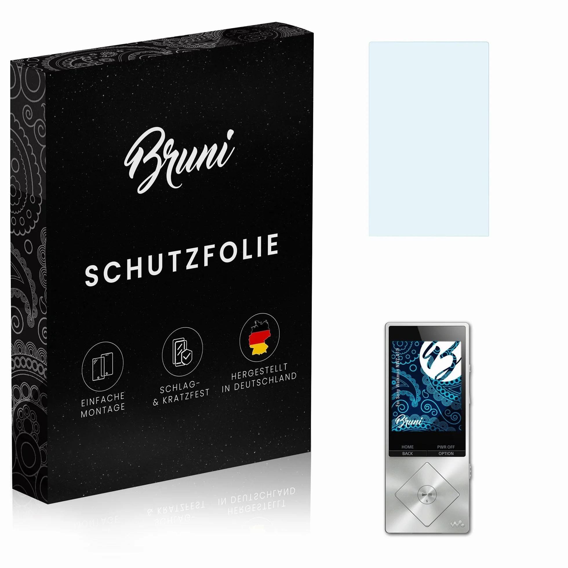 Bruni Folia ochronna kompatybilny z Sony Walkman NWZ-A15 Folia, krystalicznie czysty folia ekranowa (2X)