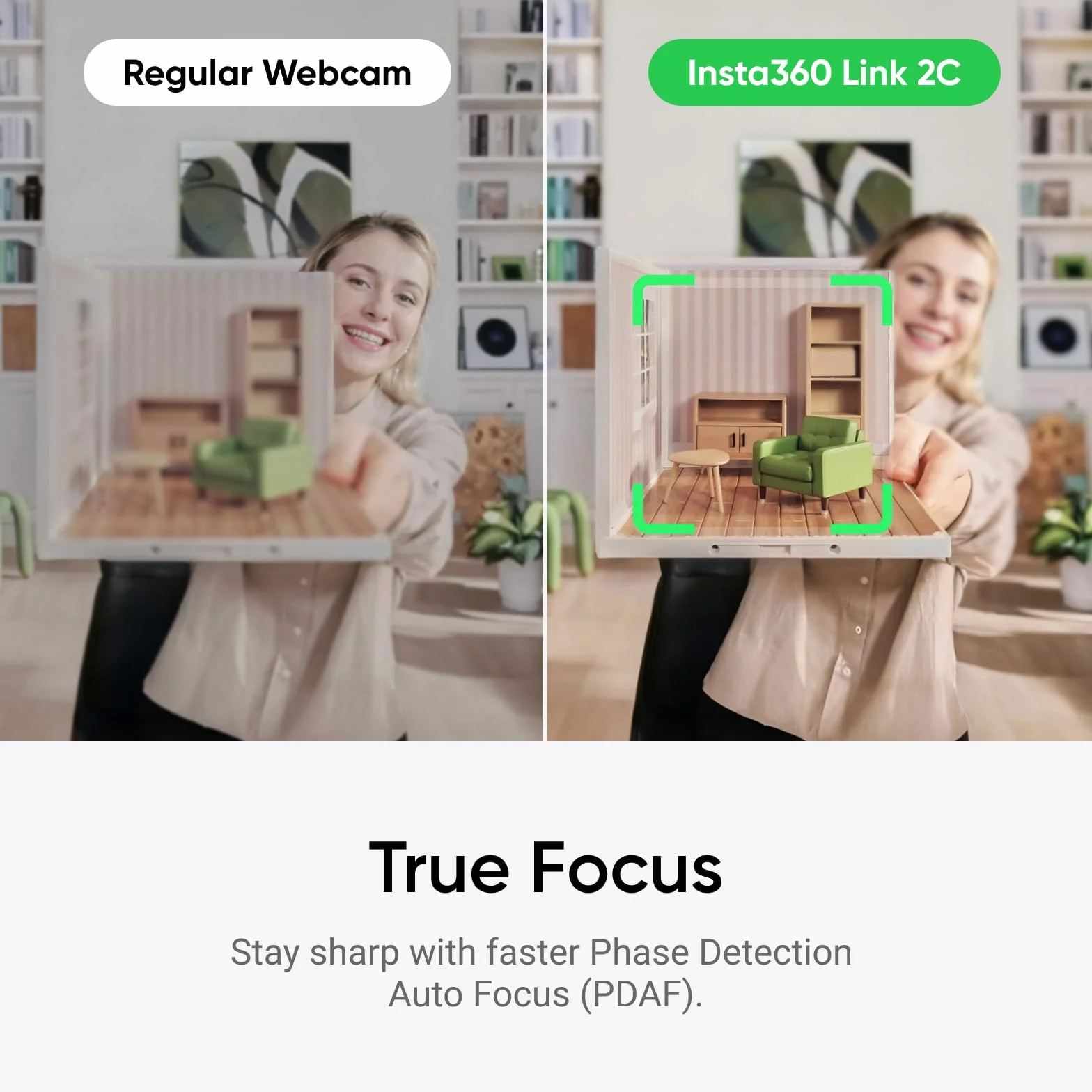 Insta360 Link 2C Standardowy pakiet Arctic White - kamera internetowa 4K do komputerów PC/Mac, czujnik 1/5.1 cm, automatyczne kadrowanie, HDR, mikrofon z redukcją szumów AI, sterowanie gestami do