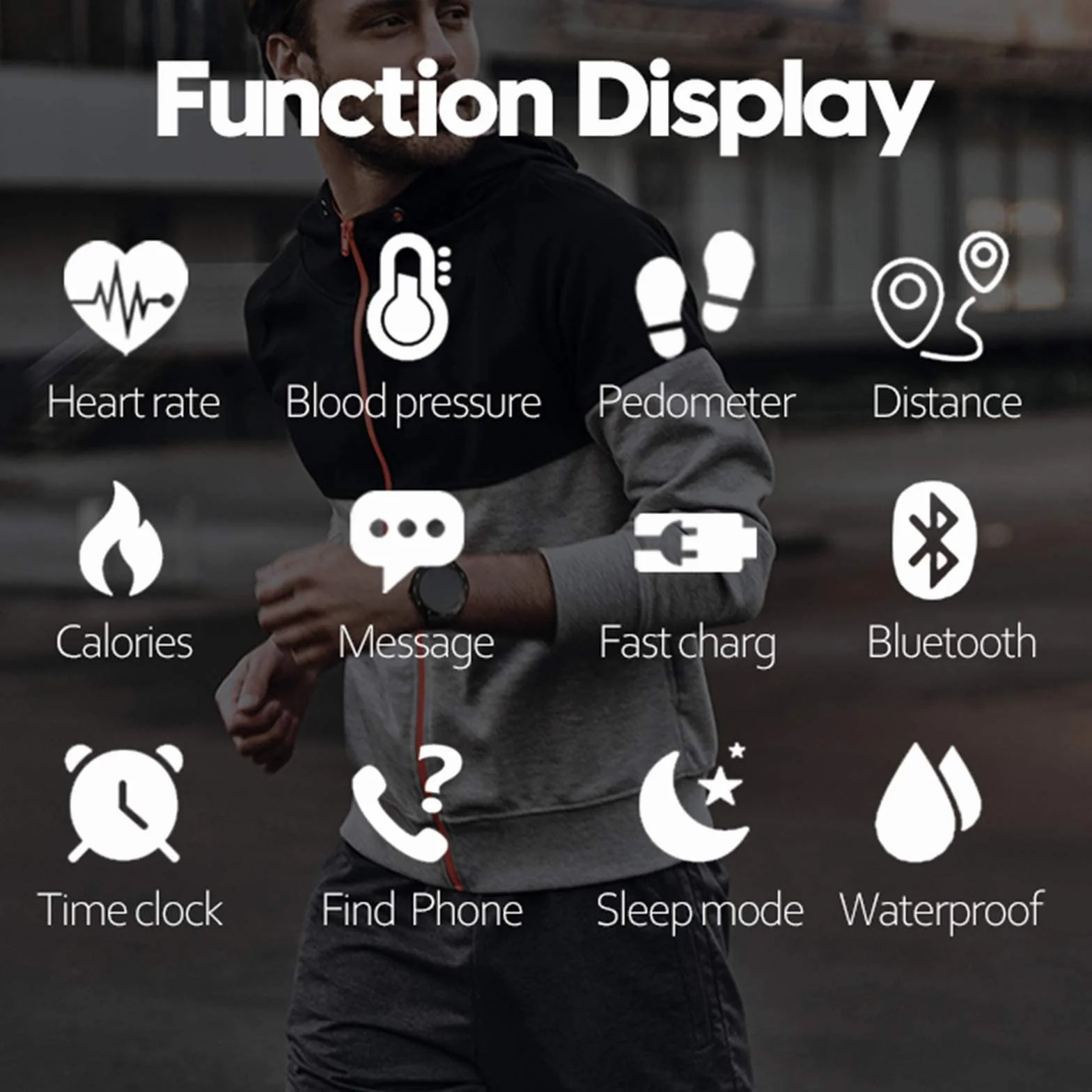 Inteligentny zegarek Monitor aktywności IP68 Wodoodporny zegarek fitness Bluetooth Wielofunkcyjny zegarek sportowy dla mężczyzn i kobiet Kompatybilny z iOS i Androidem (czarny) little surprise