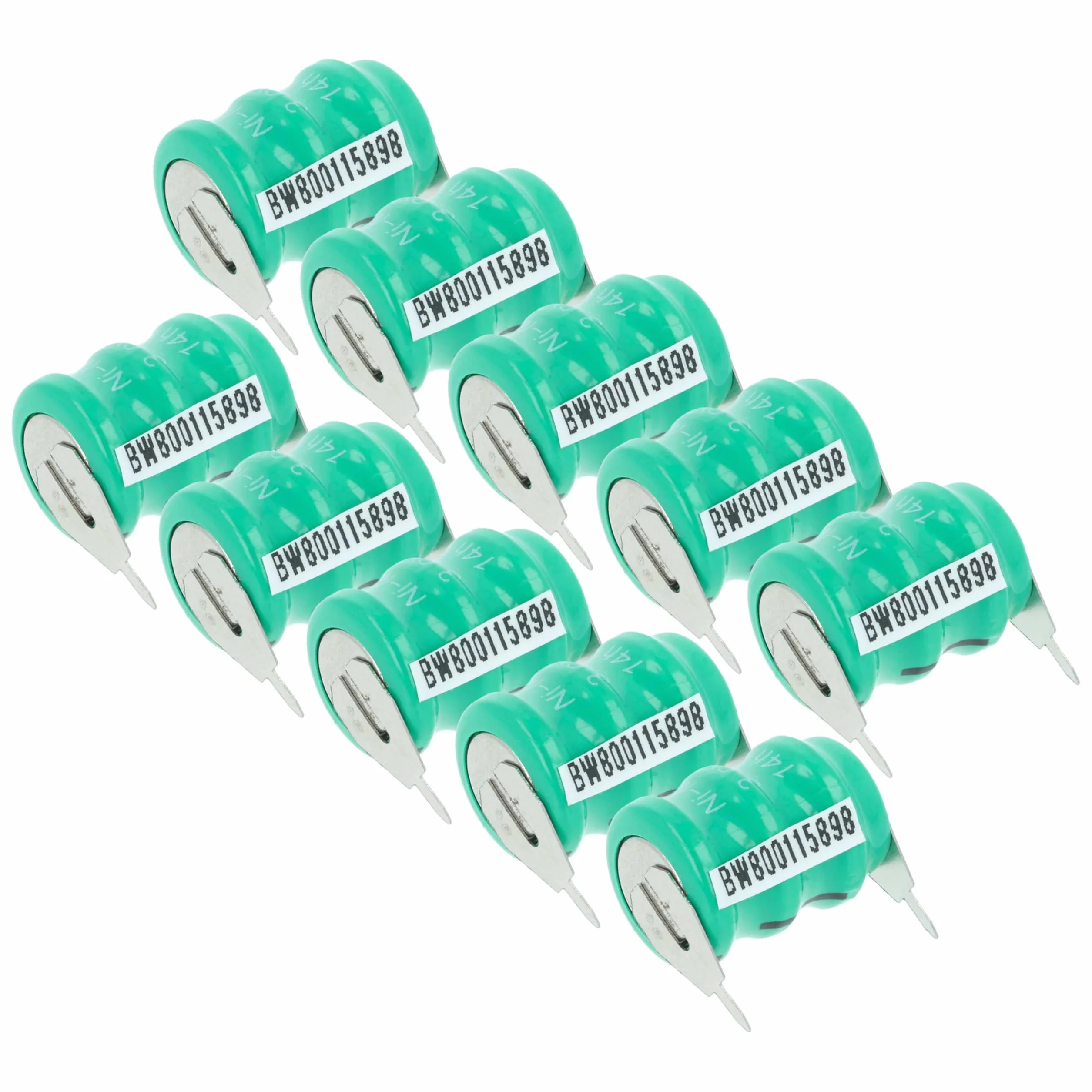 vhbw 10x NiMH Wymienna bateria guzikowa 2-pinowa Typ V40H 40mAh 3,6V odpowiednia do akumulatorów modelarskich, lamp solarnych itp.