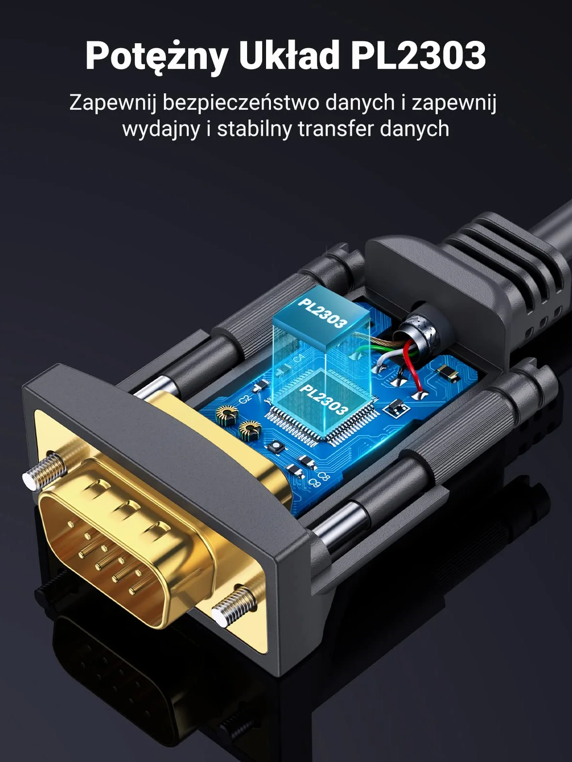 UGREEN Kabel Z Adapterem Usb Do Db9 9-Pinowy Kompatybilny Z Windows 10/8/7 Mac Os X Linux Kompatybilny Z Routerem, Switch, Teleskopem Itp. (3M)