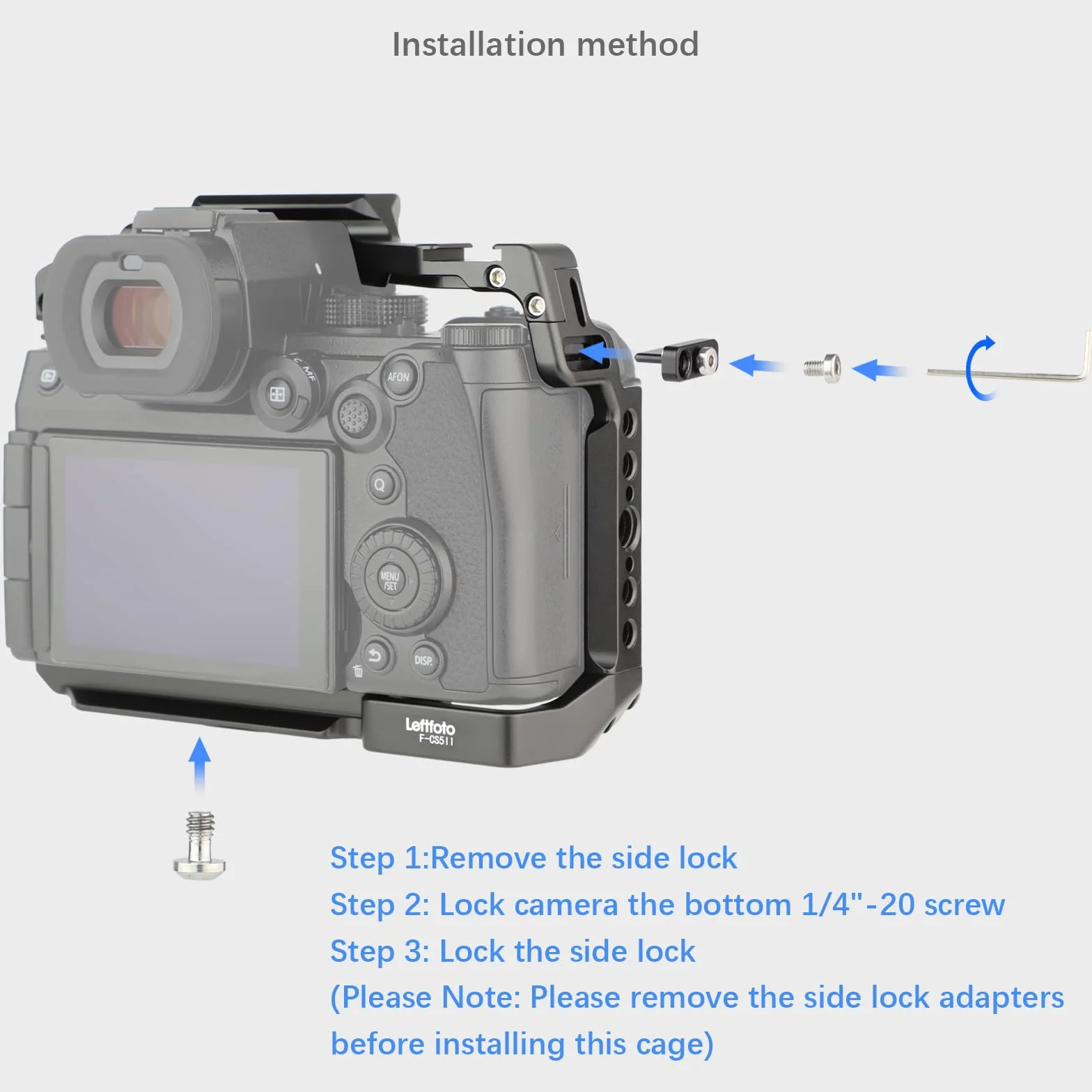 Leftfoto S5 klatka na aparat do Panasonic LUMIX S5 II – ramka ochronna z podstawą Arca, szyna NATO, gwinty ARRI, kompatybilna ze stabilizatorem DJI RS2, nagrywanie wideo vlog