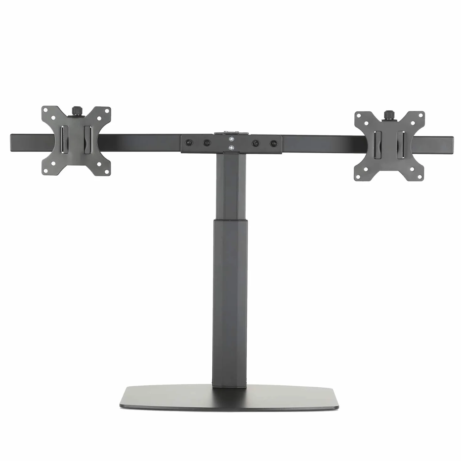 Ewent Podwójne ramię z sprężyną gazową do 2 monitorów do 27" cali z podstawą - uchwyt na 2 ekrany PC TV LCD LCD - Obrót, przechylanie i obracanie