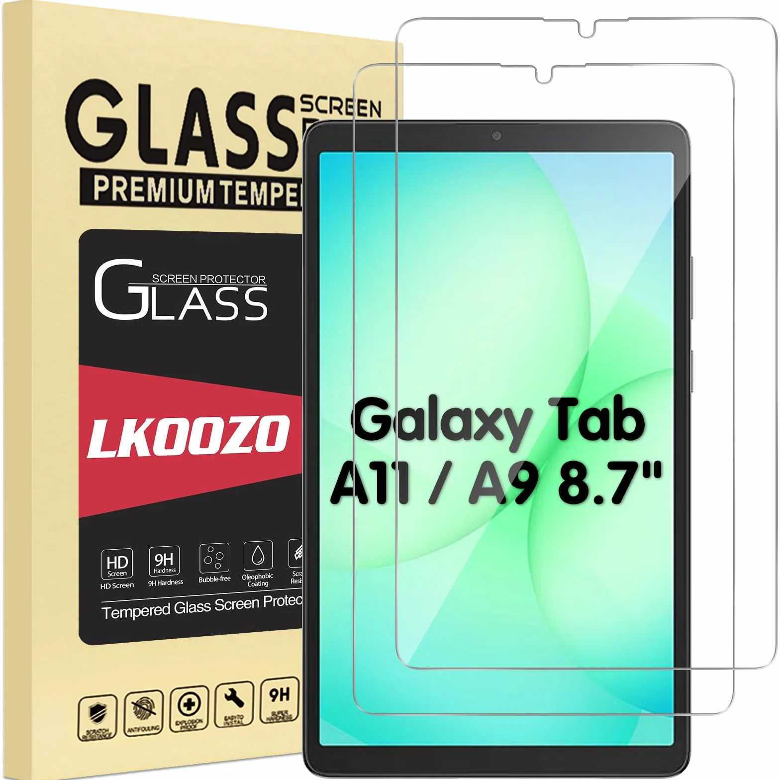 [2 sztuki folii ochronnej do Samsung Galaxy Tab A11 / A9 8,7 cala pancerna ochrona szkło z ramą, folia ochronna na wyświetlacz HD, odporna na zarysowania