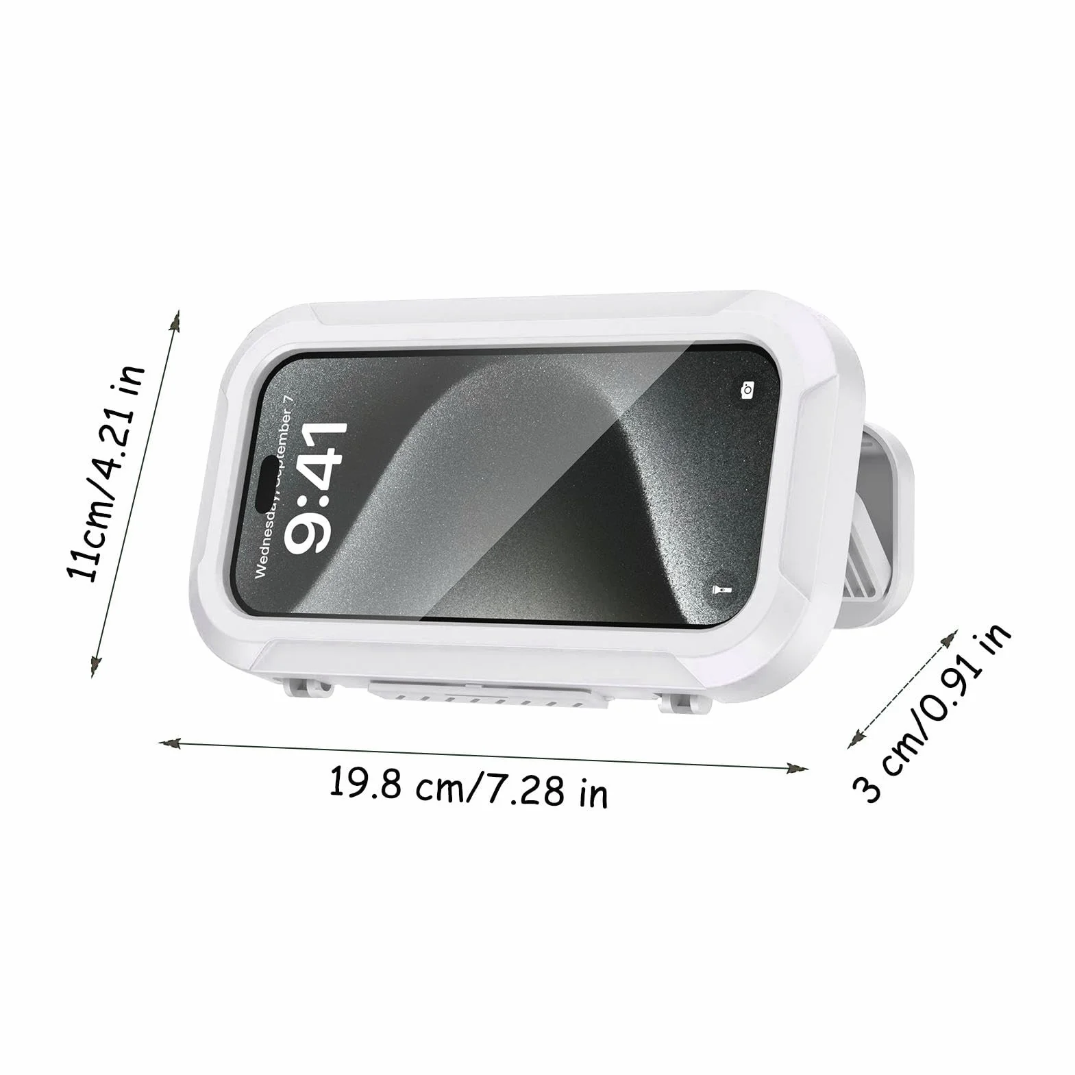 Générique Uchwyt na telefon pod prysznic wodoodporny, obrotowy pokrowiec na telefon z 360 stopni, montowany na ścianie bez dziurkowania wysuwany uchwyt na telefon, uchwyt na ekran dotykowy do łazienki