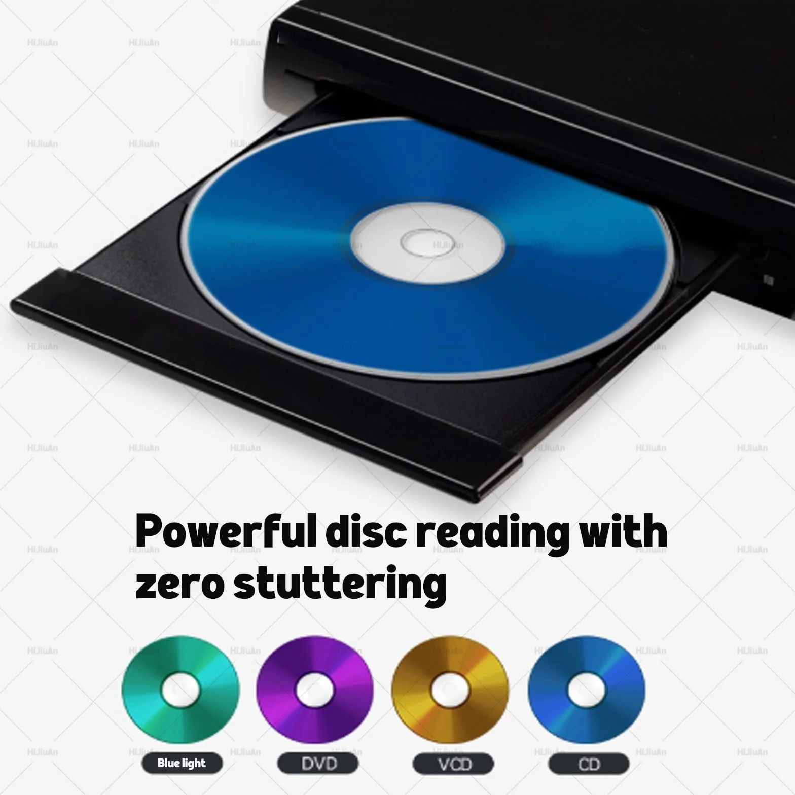 Odtwarzacz DVD, odtwarzacz Blu-ray 1080P HD, odtwarzanie płyt bez regionu, wyjście HDMI i koncentryczne, zwiększona wydajność wizualna, obsługuje formaty DVD, CD i VCD
