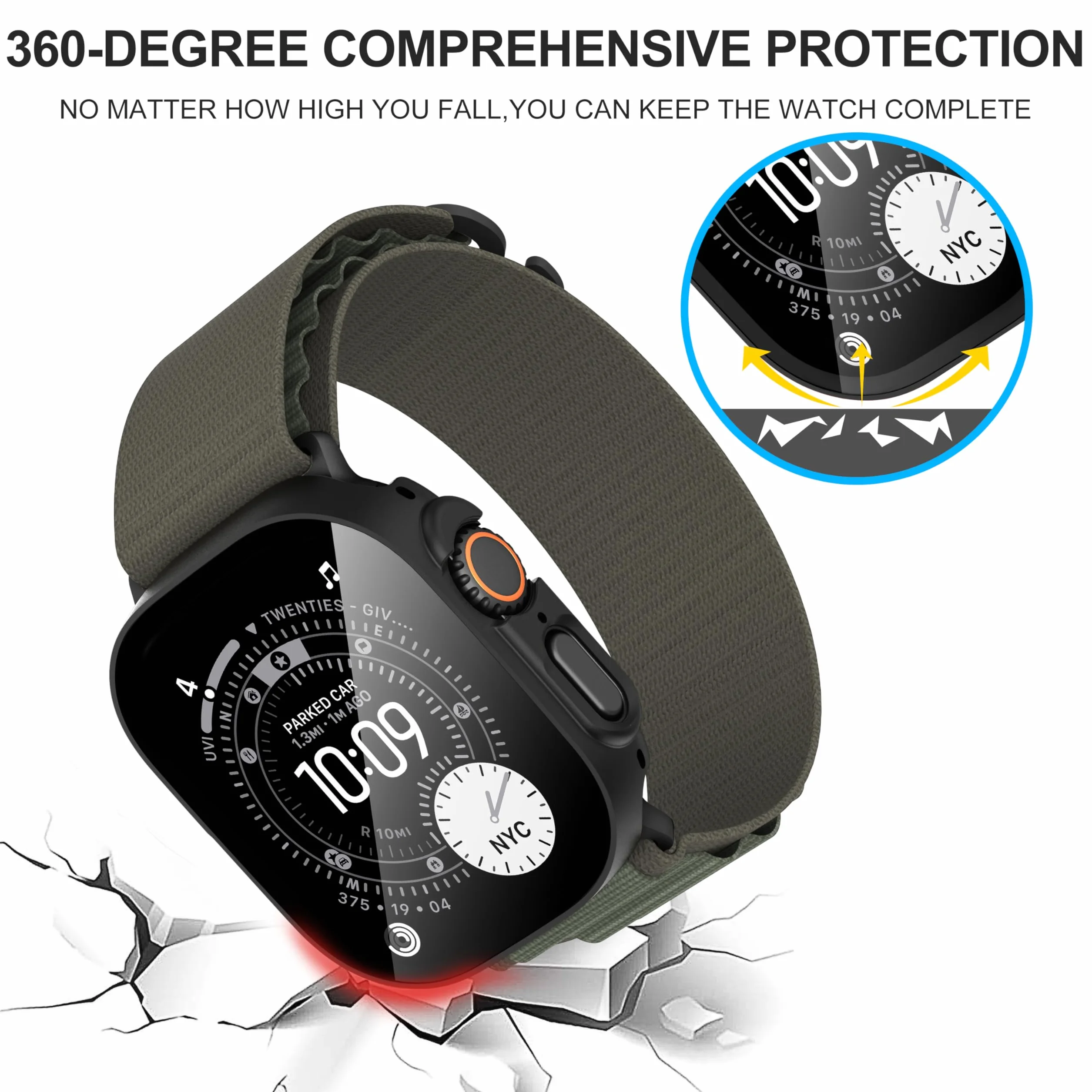 Diruite 2-Pack do Apple Watch Ultra 3/2/1 49mm Etui Ochronny, Twardy PC All-Round Screen Protector Ultra Cienki Futera? Case do iWatch Ultra/Ultra 2 49mm Panzerfolie Ochronny