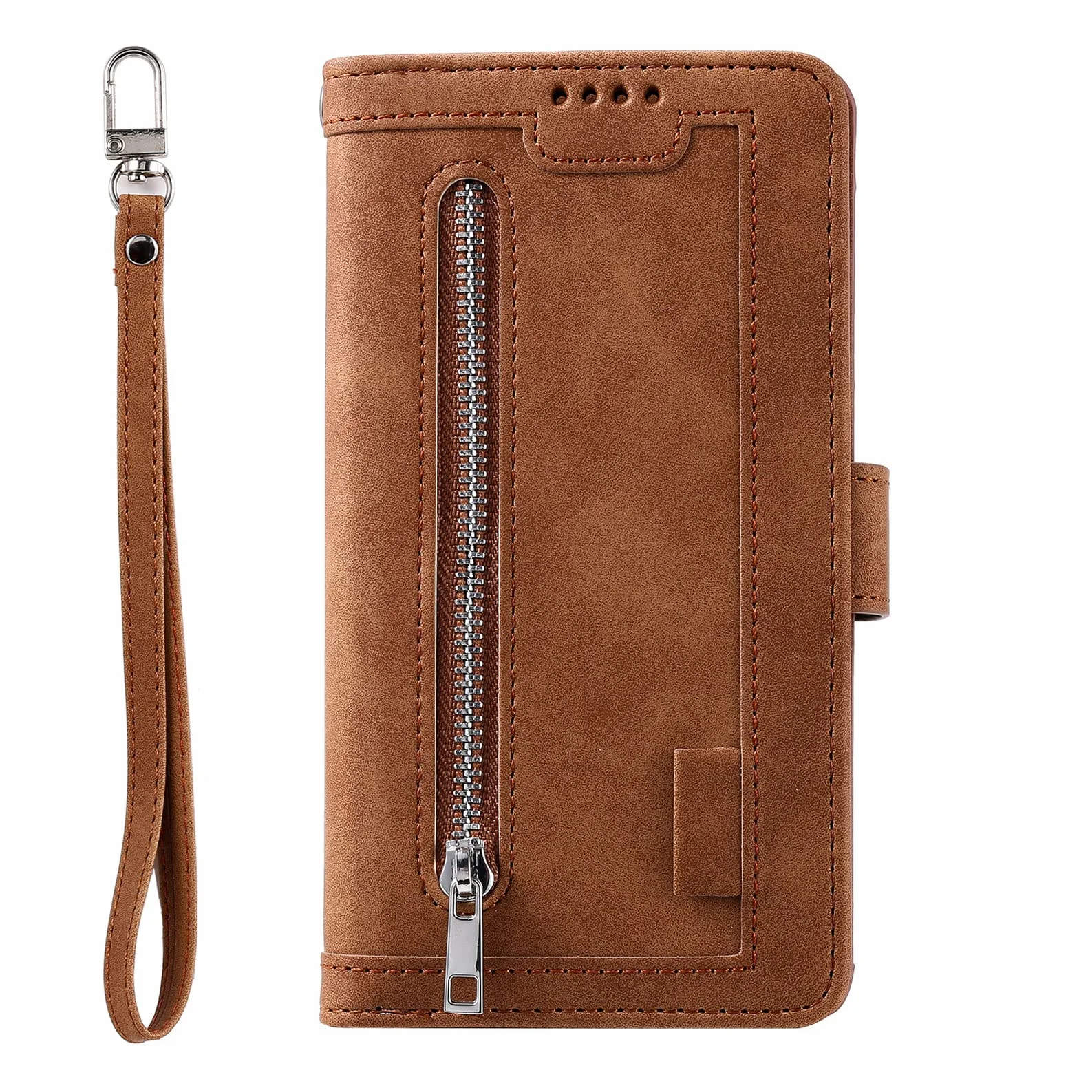 Etui do iPhone 14/14 Pro/14 Plus/14 Pro Max, skórzane etui na telefon komórkowy, portmonetka ochronna, portfel z 9 przegródkami na karty, etui z klapką, odporne na uderzenia, brązowe, 14 Pro 6,1"