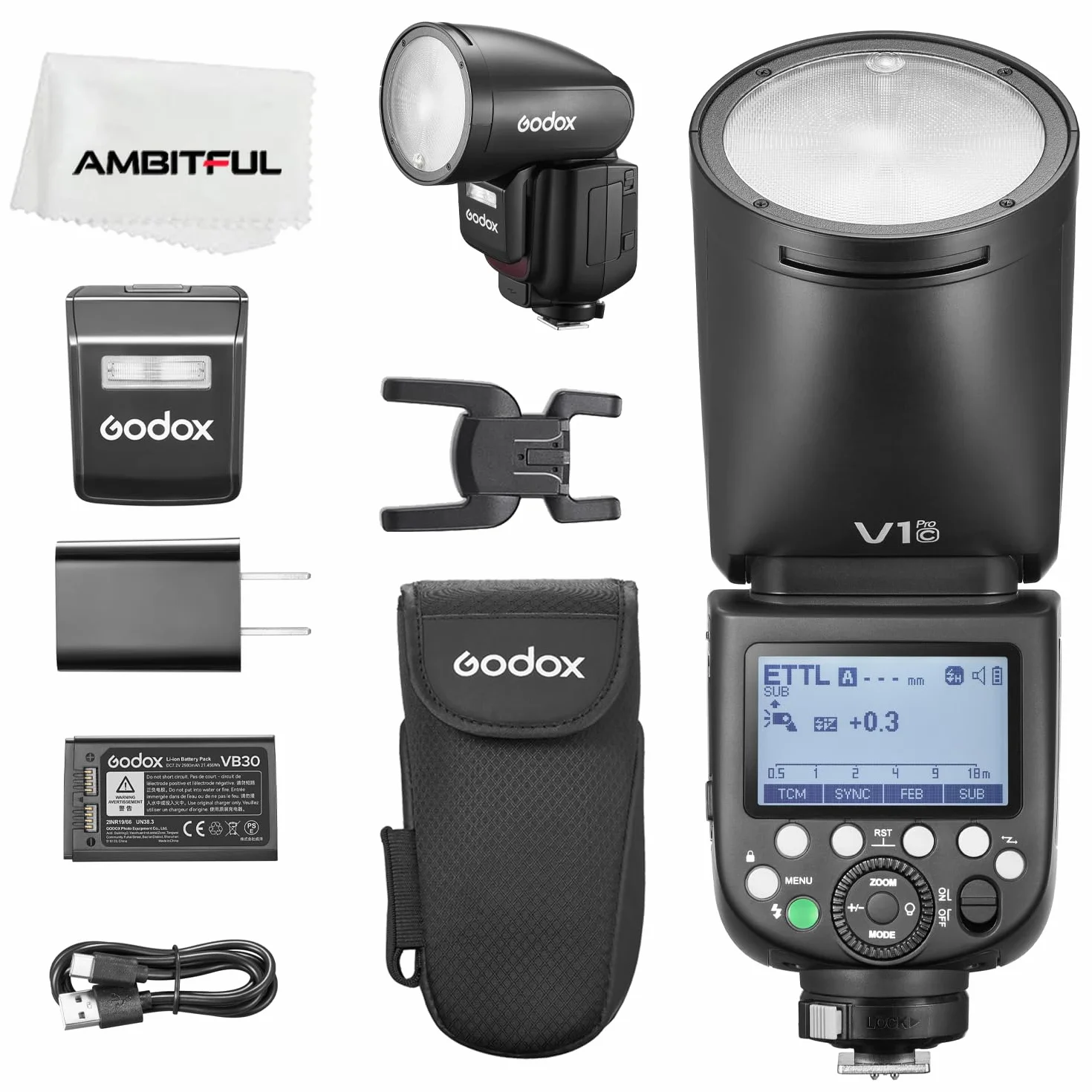 Godox V1Pro C lampa błyskowa z okrągłą głowicą 2,4 G X bezprzewodowa HSS 76Ws E-TTL litowo-jonowa okrągła głowica lampa błyskowa z zewnętrzną lampą błyskową SU-1 dla Canon