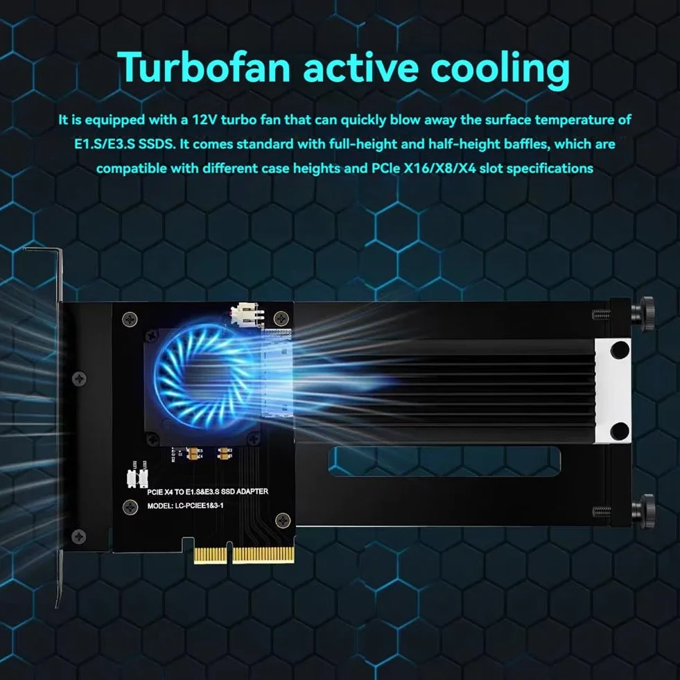PCIe 5.0 Gen5 X4 do EDSFF E1. S/E3. S Karta adaptera SSD do PCI-E 5.0 4X U. 2/U. 3 Kompatybilność z uchwytem montażowym