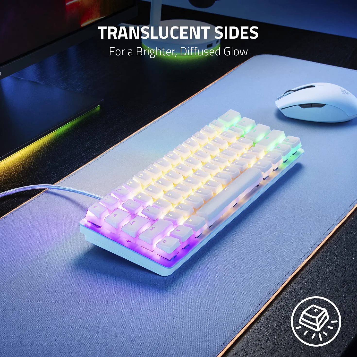 Zestaw ulepszenia klawiszy Razer Phantom: Unikalny design Stealth, przezroczyste boki, oznakowania wytrawione od dołu, narzędzia do demontażu klawiszy i stabilizatorów, uniwersalna kompatybilność,