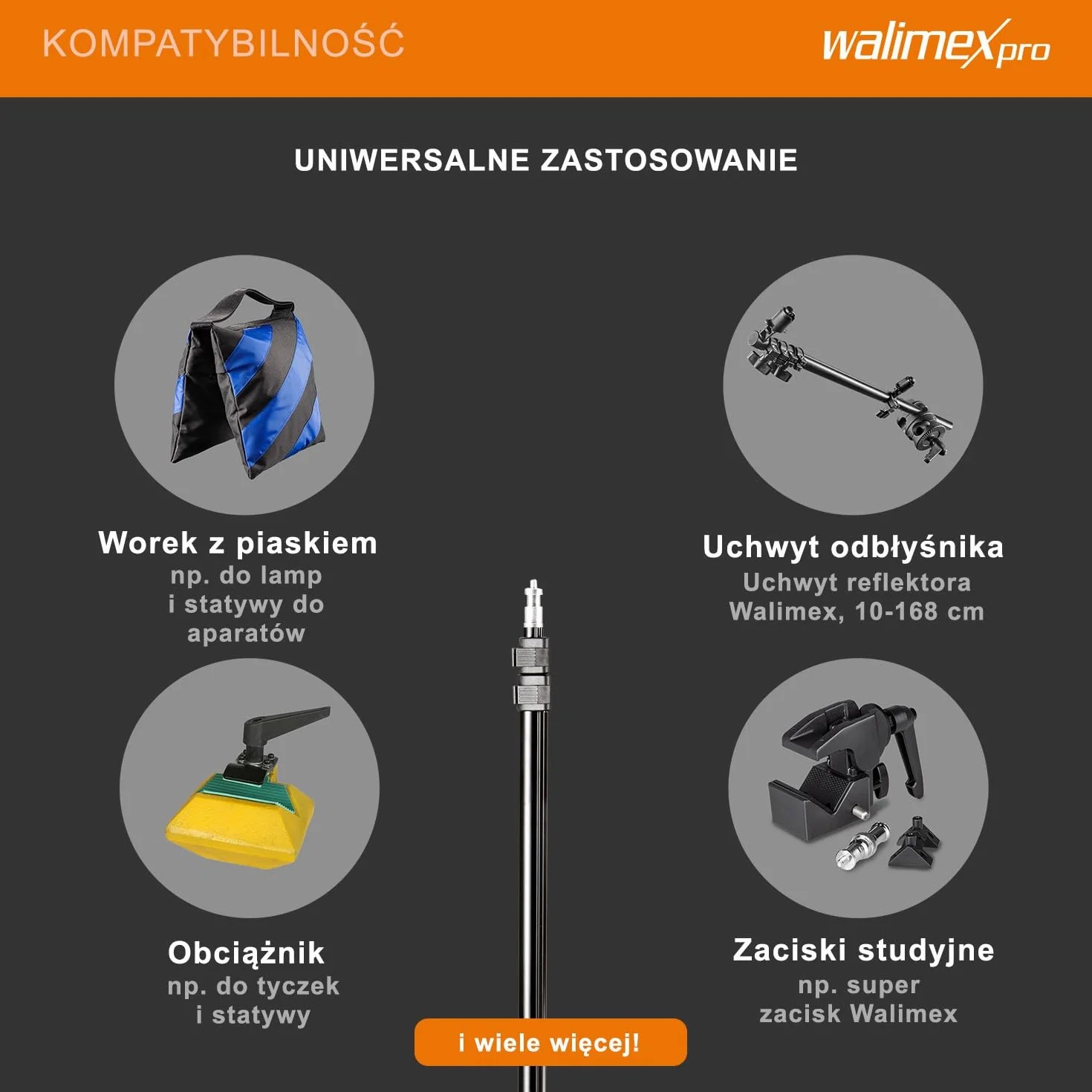 Walimex pro WT-803 Statyw do lamp 208 cm - kompaktowy, lekki statyw oświetleniowy wykonany z aluminium, maks. wysokość 208 cm, maks. obciążenie 3,5 kg do studia fotograficznego