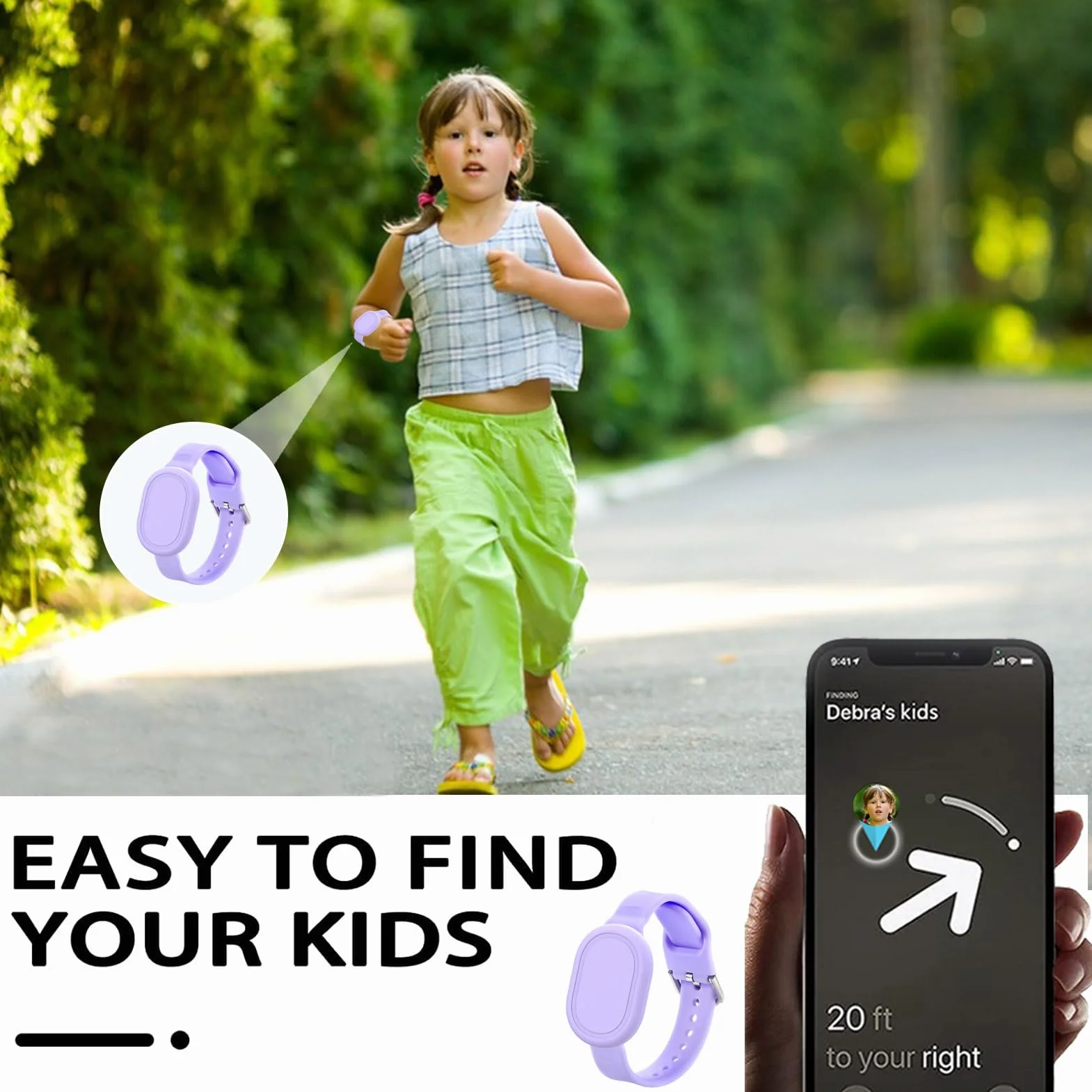 Bransoletka dziecięca do Xiaomi Smart Tag, etui ochronne do Airtag Android, odporny na zarysowania pasek GPS dla dzieci lub dorosłych (różowy + beżowy + fioletowy i zielony)