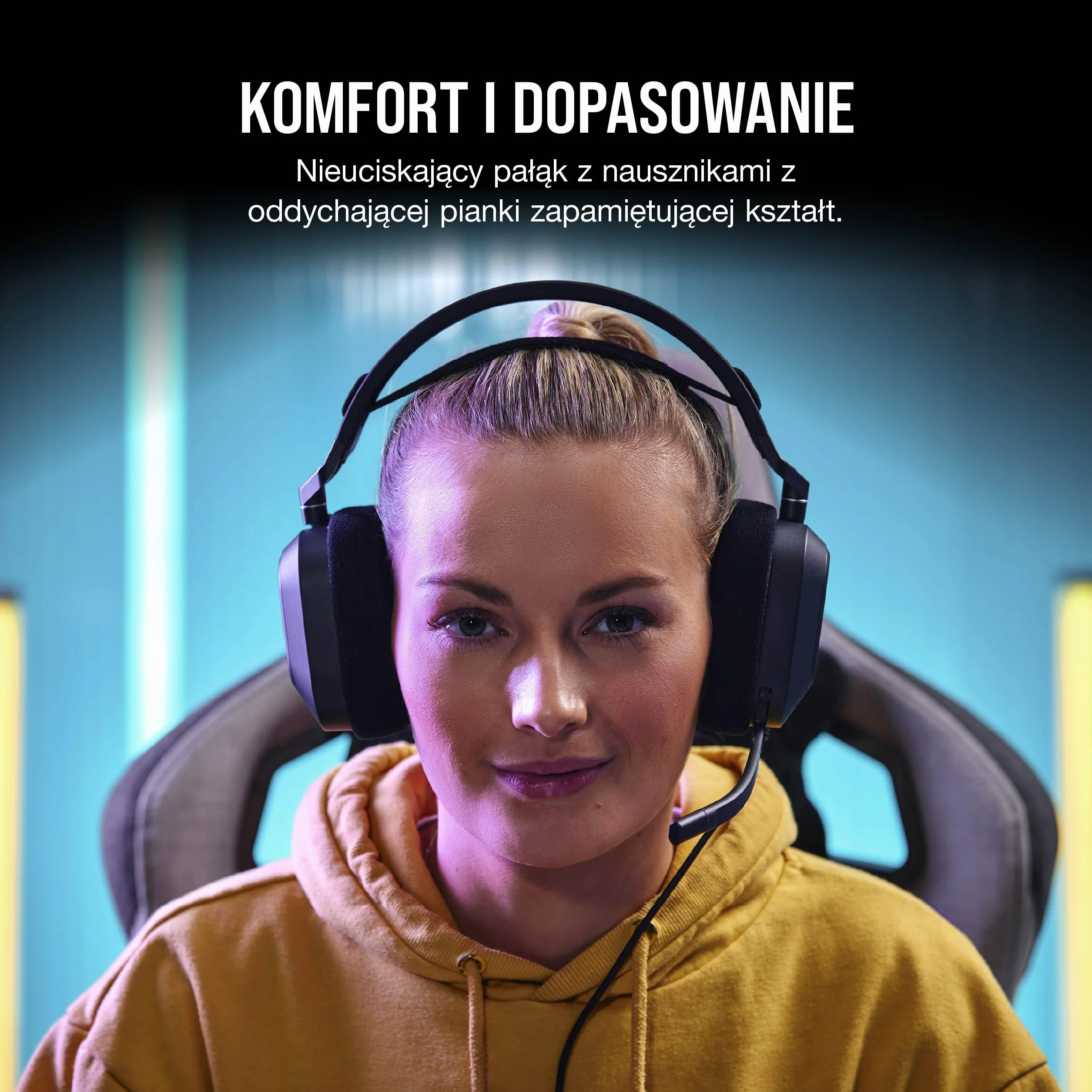 Corsair HS80 RGB USB Gamingowy Zestaw Słuchawkowy Klasy Premium z Dźwiękiem Przestrzennym 7.1, Mikrofon o Jakości Nadawczej, Nauszniki z Pianki z Pamięcią, Dźwięk HiFi, Solidna Konstrukcja, Czarny