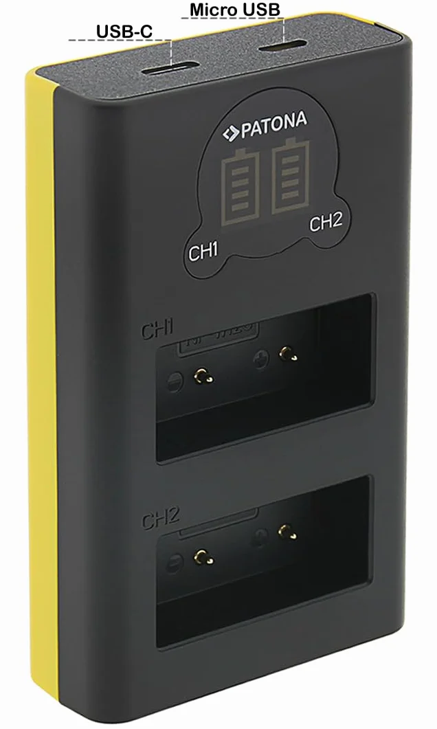 PATONA Zestaw Dual LCD Ładowarka USB-C z 2X NP-W126S Protect 1210mAh | Kompatybilny z Fujifilm FinePix X-M5 X-M1 X100F X100V XT3 XA3 XA5, akumulator zamienny z NTC-Sensor i etui ochronnym