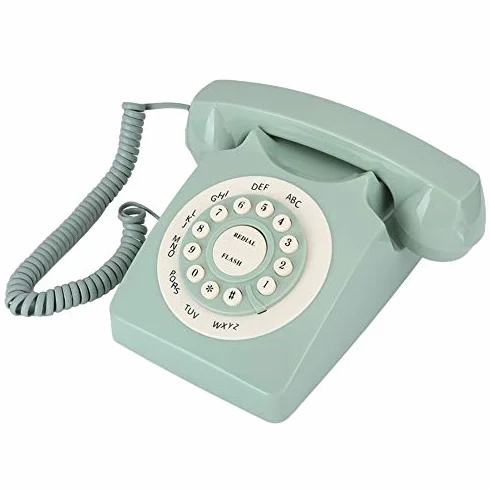 EBTOOLS Retro, Vintage Telefon Stały Telefon Stacjonarny Vintage Telefon Stały Przewodowy Telefon Retro Klawisze Dekoracja Biuro Domu Zielony