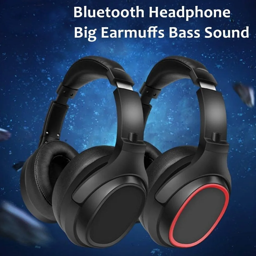 DYRBF bezprzewodowe słuchawki nauszne Bluetooth, składane słuchawki z mikrofonem, przetworniki 40 mm, głęboki bas, redukcja szumów, obsługa kart TF, zestaw słuchawkowy do gier, treningu, biura