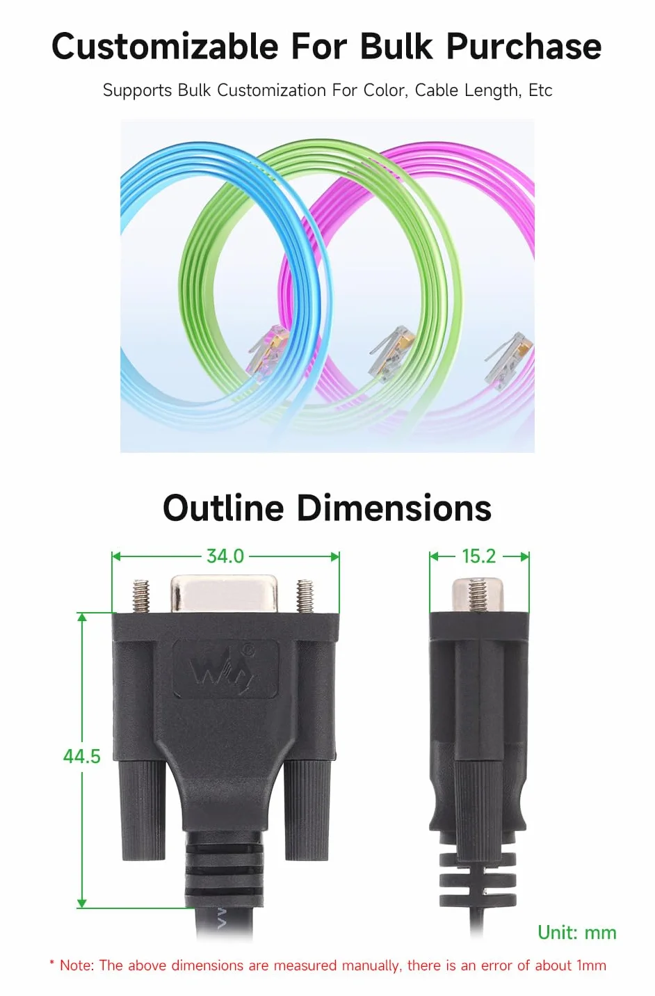 Waveshare RS232 to RJ45 Console Cable 1.8m DB9 Female to RJ45 Male for Switch Router Server Debugging Configuration