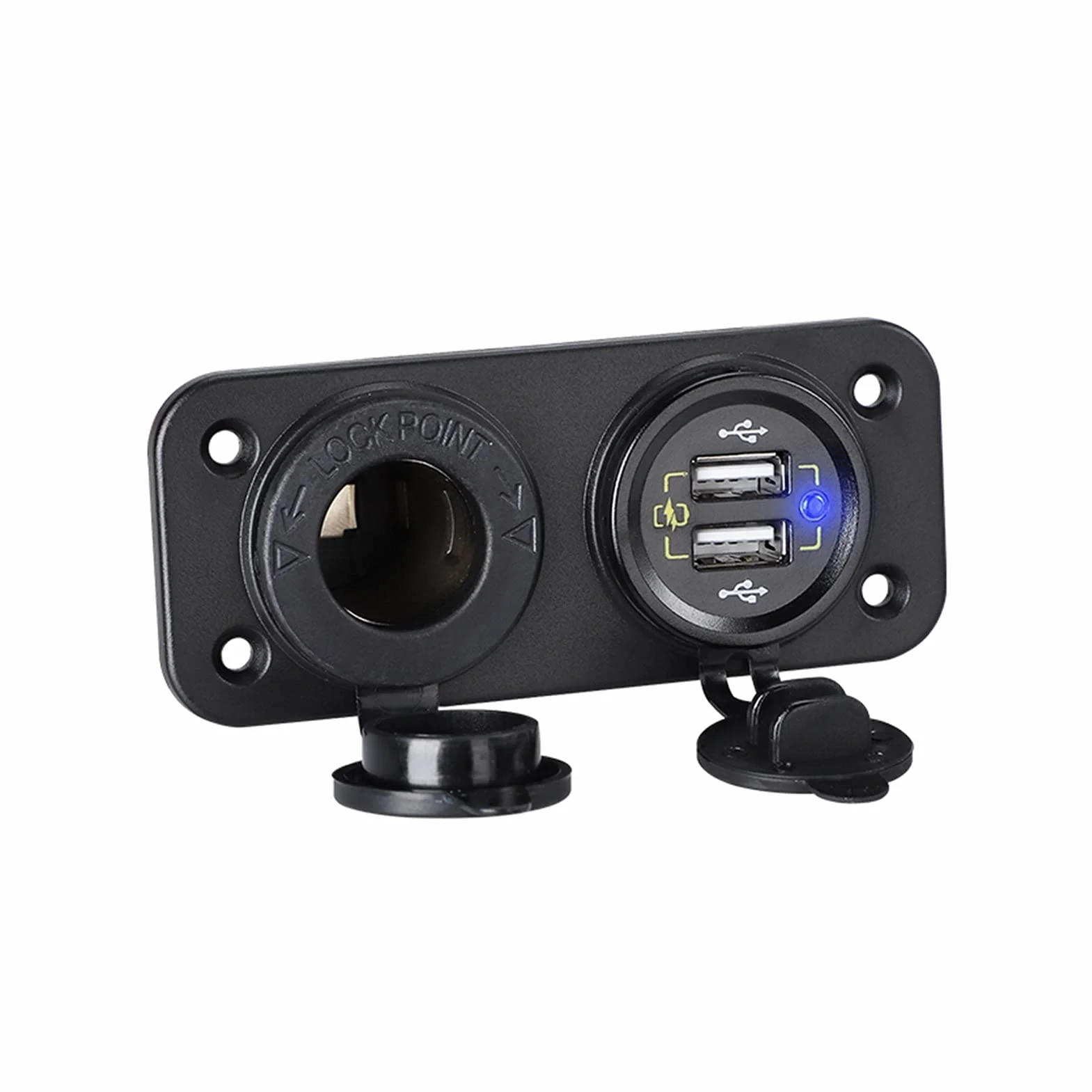 ładowarka samochodowa, Gniazdo samochodowe USB 12 V typu C, montaż na panelu, 2-portowe, gniazdo zapalniczki samochodowej 3.0 Super QC, szybkie(Dual Qc3.0 Port)