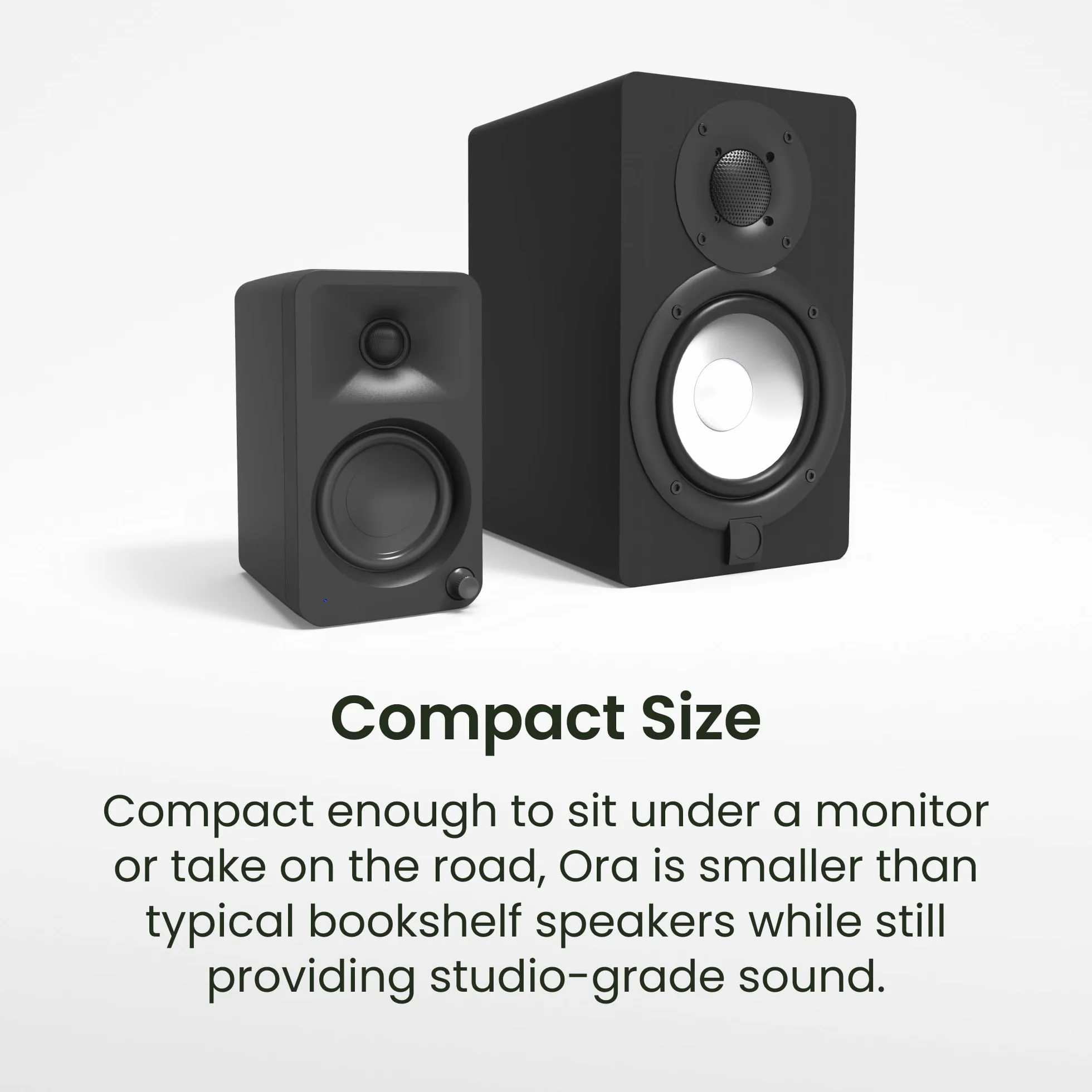 Kanto ORA 100W Powered Bi-amp Reference Desktop Computer Speakers w/Bluetooth 5.0 & USB-C | 100 Hz Crossover | Reference Quality Sound | Pair | White