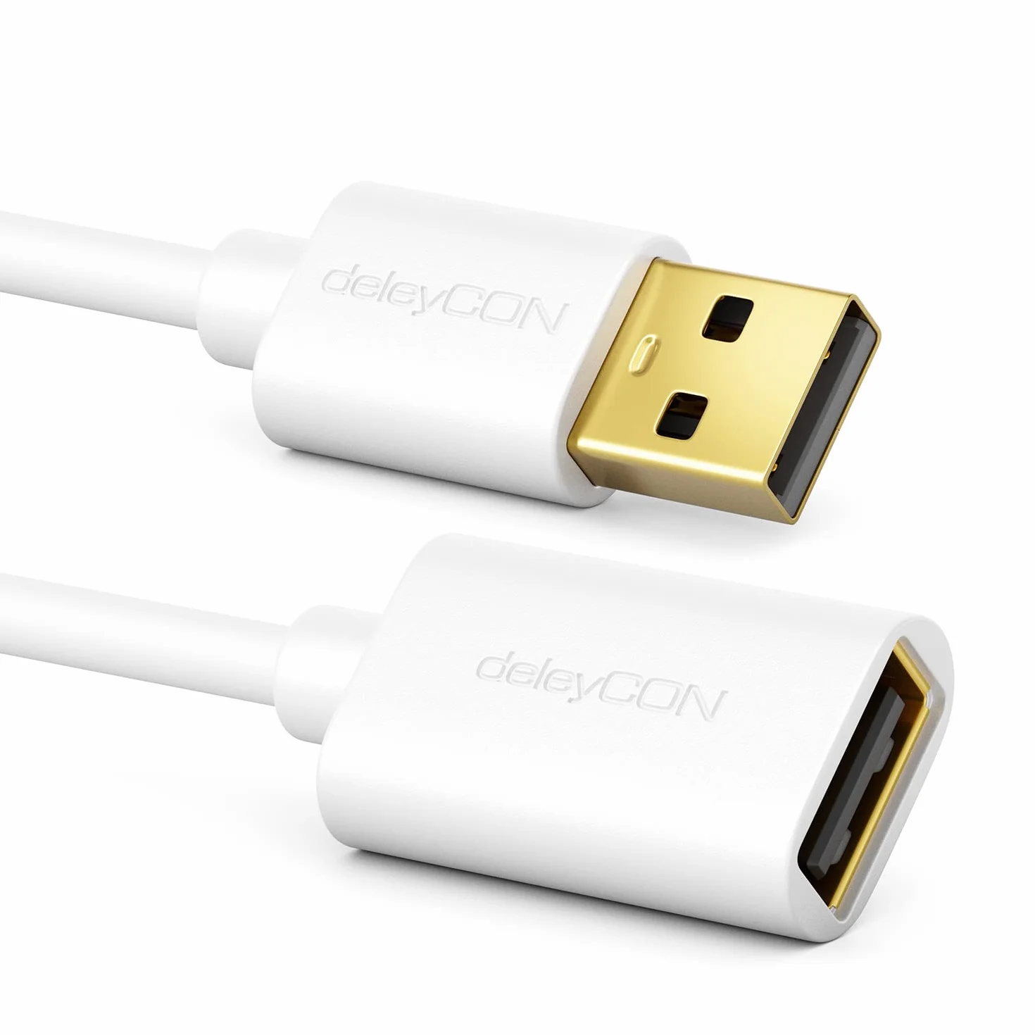 deleyCON 5m USB 2.0 High Speed Kabel Przedłużający USB Wtyk A na Gniazdo A - Biały