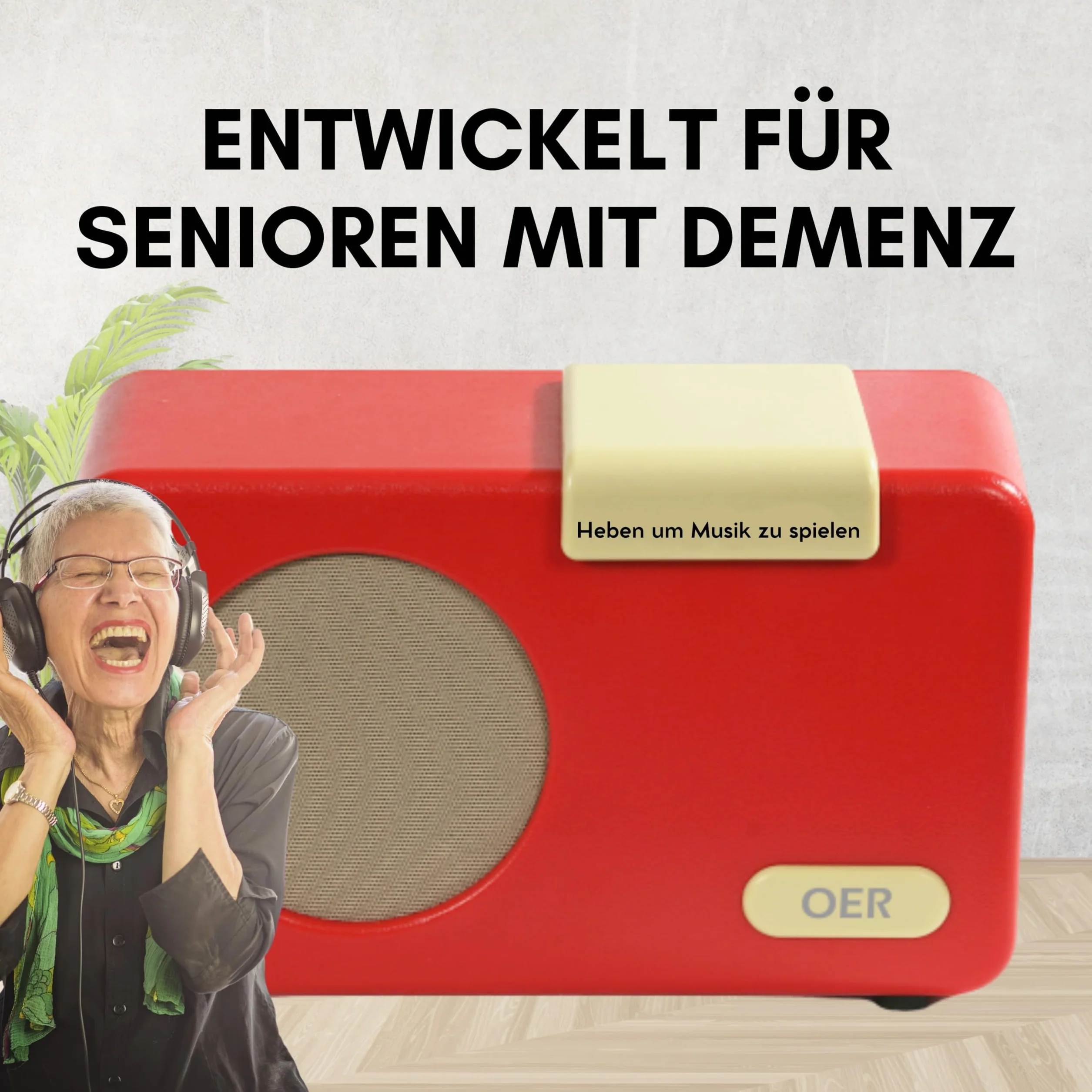 OER Odtwarzacz muzyczny dla osób z chorobą Alzheimera i demencją, radio z łatwą obsługą, prezent dla osób z demencją