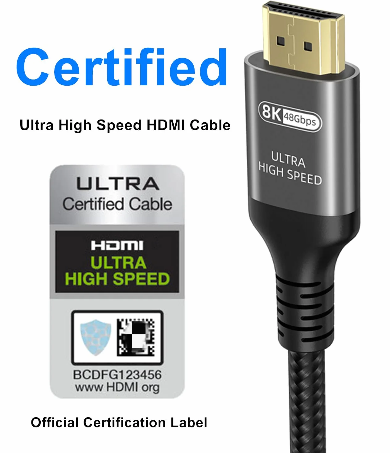 Ubluker Kabel HDMI 48Gbps 2M Ultra High Speed 8K 60Hz 4K 240Hz HDR10+ eARC HDCP2.3