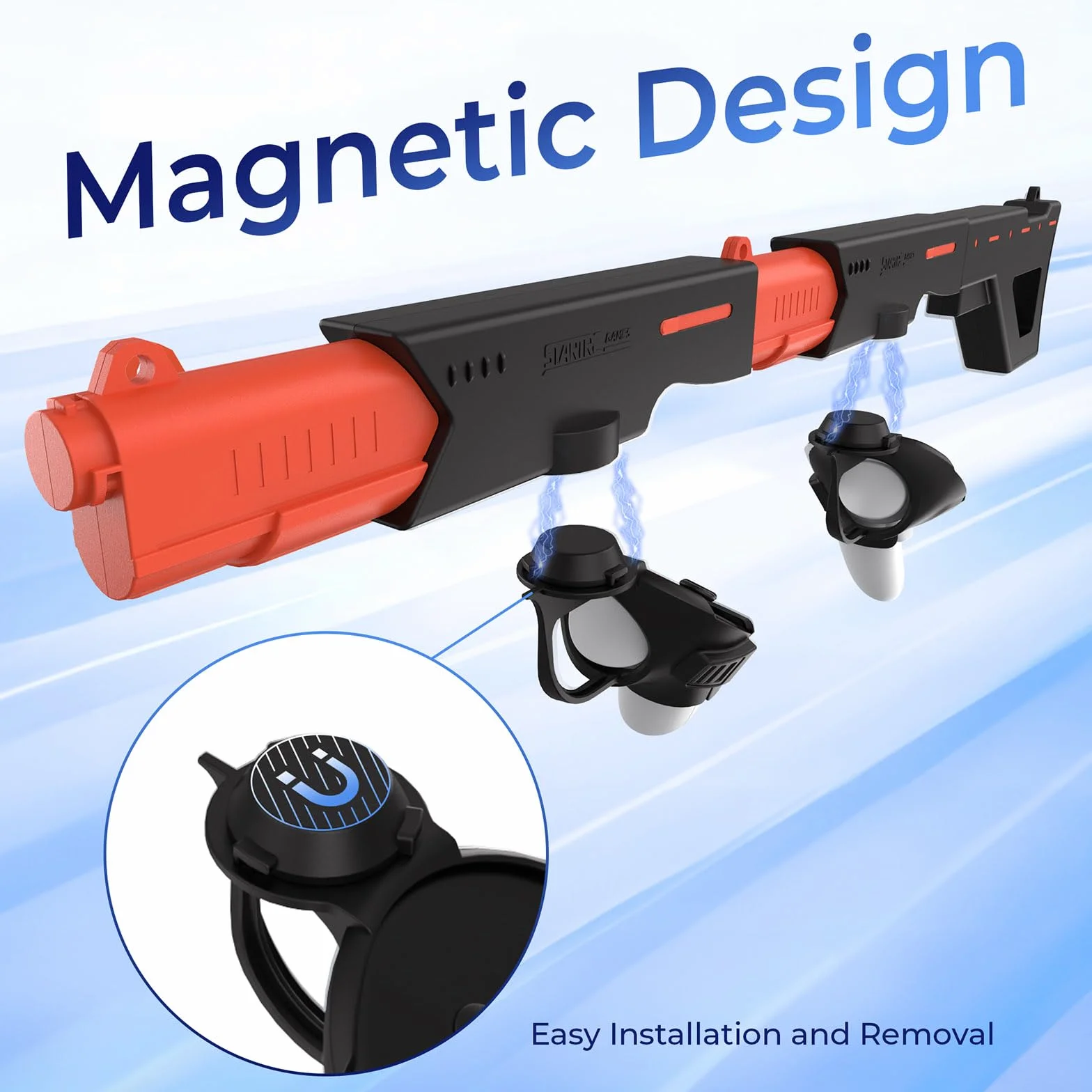 Magnetyczny uchwyt kontrolera do karabinu maszynowego/pistoletu VR do Meta Quest 3 Uchwyt Quick Release Gunstock Bracket Stand do Oculus Quest 3 Akcesoria do strzelanek