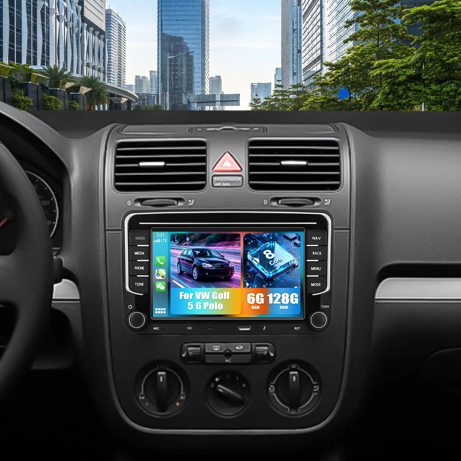 Nowy odtwarzacz multimedialny Zomolither z systemem Android 15 6 GB RAM + 128 GB pamięci dla VW Golf 5 6 Polo 5 Passat B6 B7 Touran – bezprzewodowy CarPlay ekran dotykowy 7