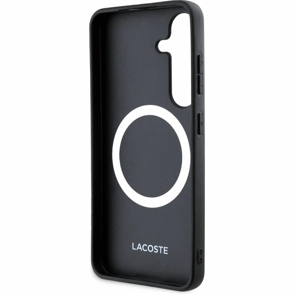 CG MOBILE Lacoste Iconic Petit Pique Woven logo kompatybilne z MagSafe etui do Samsung Galaxy S25 (czarne)