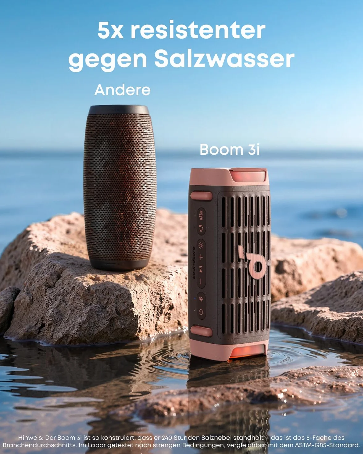 soundcore Boom 3i marki Anker(odnowiona), wytrzymałe głośniki zewnętrzne, przenośne, IP68, pływające, pyłoszczelne, odporne na słoną wodę, BassUp 2.0, 50 W, Bluetooth 5.3, 16 godzin odtwarzania