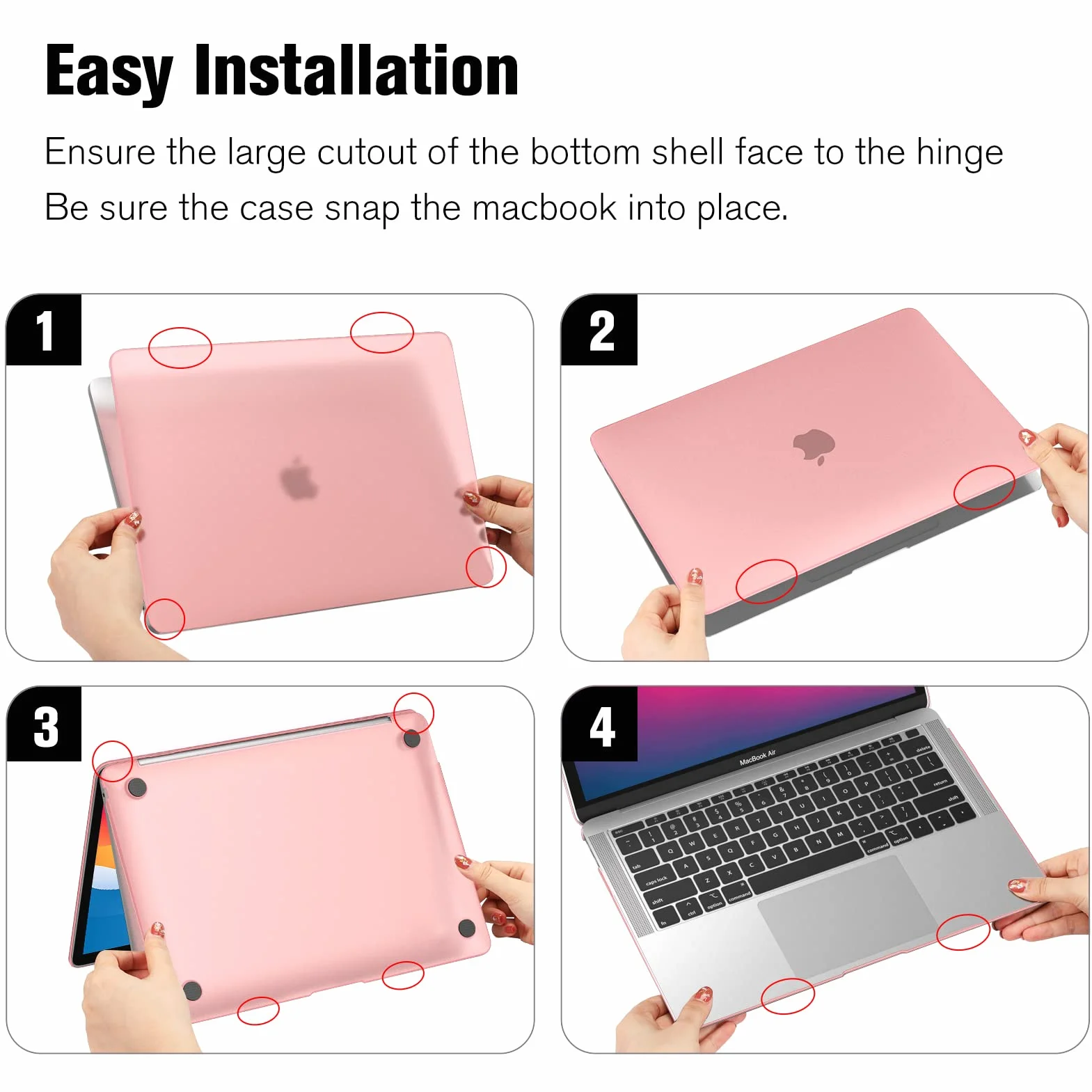 Fintie Etui Kompatybilne z MacBook Air 13 cali 2020/2019/2018 (A2337 M1, A2179, A1932) Matowe Odporne na Odciski Palców Różowe