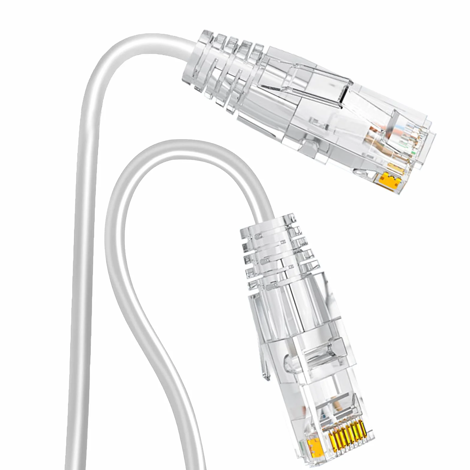 Ercielook Cat6a kabel krosowy 0,25 m długość całkowita (5 sztuk), kabel Cat6a biały Lan, 10 Gbps 550 MHz, kabel sieciowy o dużej prędkości, 28AWG czysta miedź, krótki kabel Ethernet