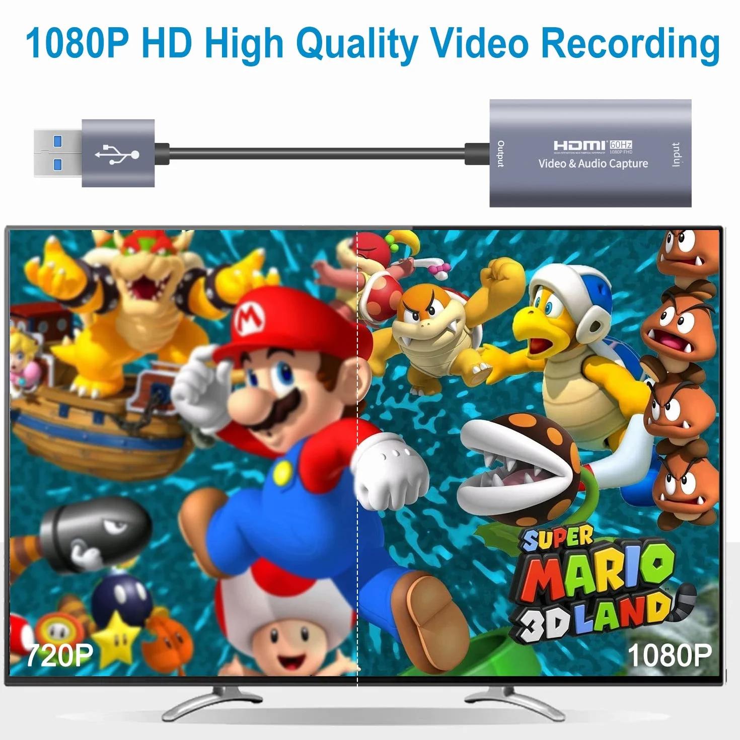 Karta przechwytywania wideo, karta 4K Cam Link karta przechwytywania HDMI na USB, pełne urządzenie do przechwytywania wideo 1080P do gier, przesyłania strumieniowego, kompatybilna z systemem Mac OS