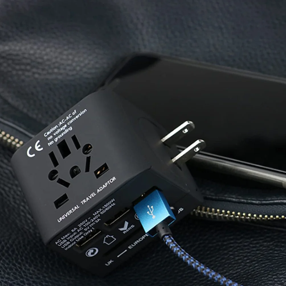 Gniazdo międzynarodowe przetwornice Uniwersalny na całym świecie adapter podróży, Gniazdo podróży Podróży na całym świecie, ładowarka zasilania AC. Adapter wtyczki z 3 Usb. Porty adapter wtyczki zasil