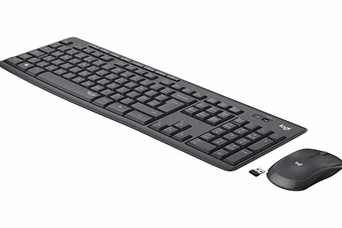 Logitech MK295 Cicha bezprzewodowa kombinacja klawiatury i myszy z SilentTouch, śledzenie optyczne, technologia bezprzewodowa bez opóźnień, 90% mniej hałasu, hiszpański QWERTY, czarny