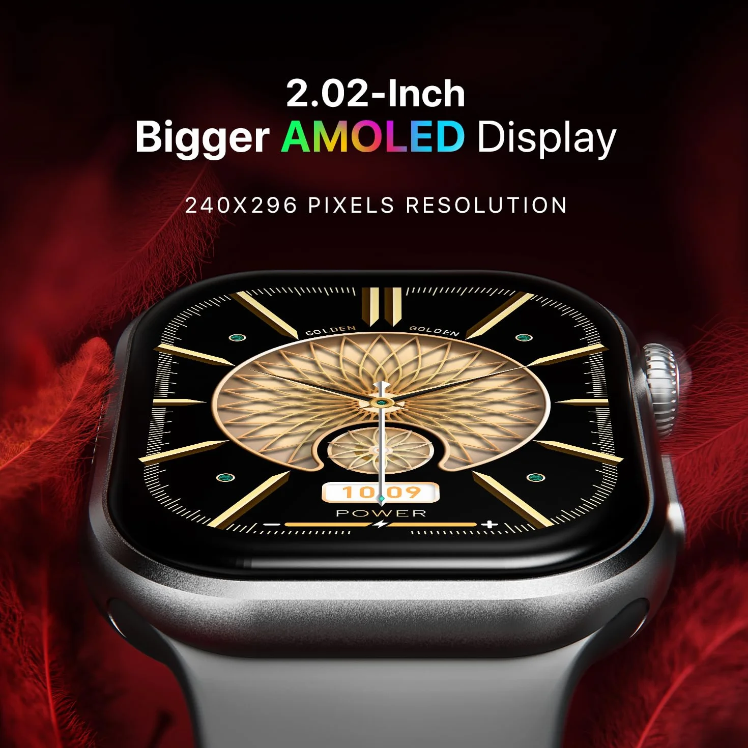 Fire-Boltt Brillia Smart Watch 2-calowy wyświetlacz Super AMOLED, połączenia Bluetooth, SpO2, pulsometr, 120 trybów sportowych, monitor aktywności, asystent głosowy, inteligentny zegarek dla mężczyzn