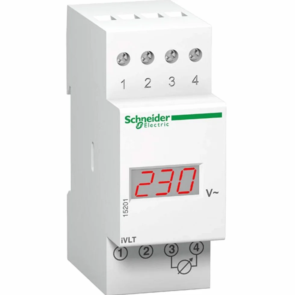 Schneider 15201 modułowy woltomierz cyfrowy Vlt, 230 V, 0-600 V