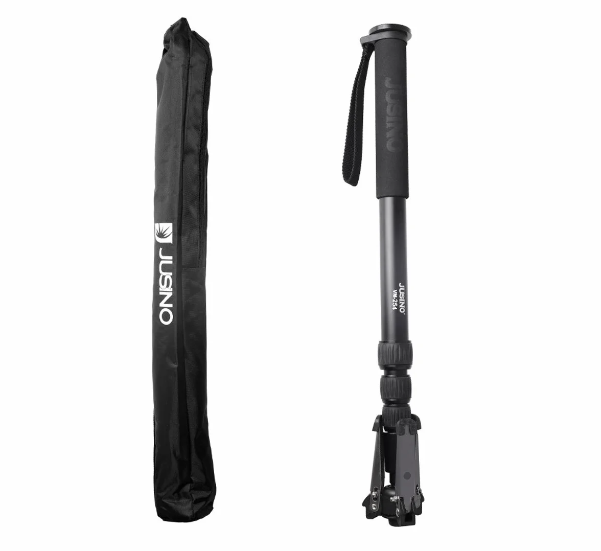 Jusino Monopod aluminiowy ze zdejmowaną stopą/statywem stołowy (6 kg obciążenia, szybkie zapięcia obrotowe) VM-254