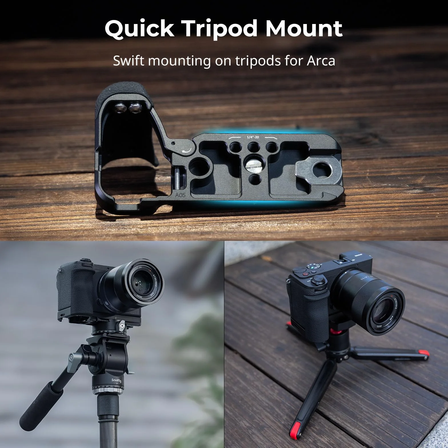 SMALLRIG Uchwyt A6700 HandGrip, silikonowy uchwyt w kształcie litery L do aparatu Sony Alpha 6700, wbudowana płytka szybkiego zwalniania do Arca-Swiss -5061