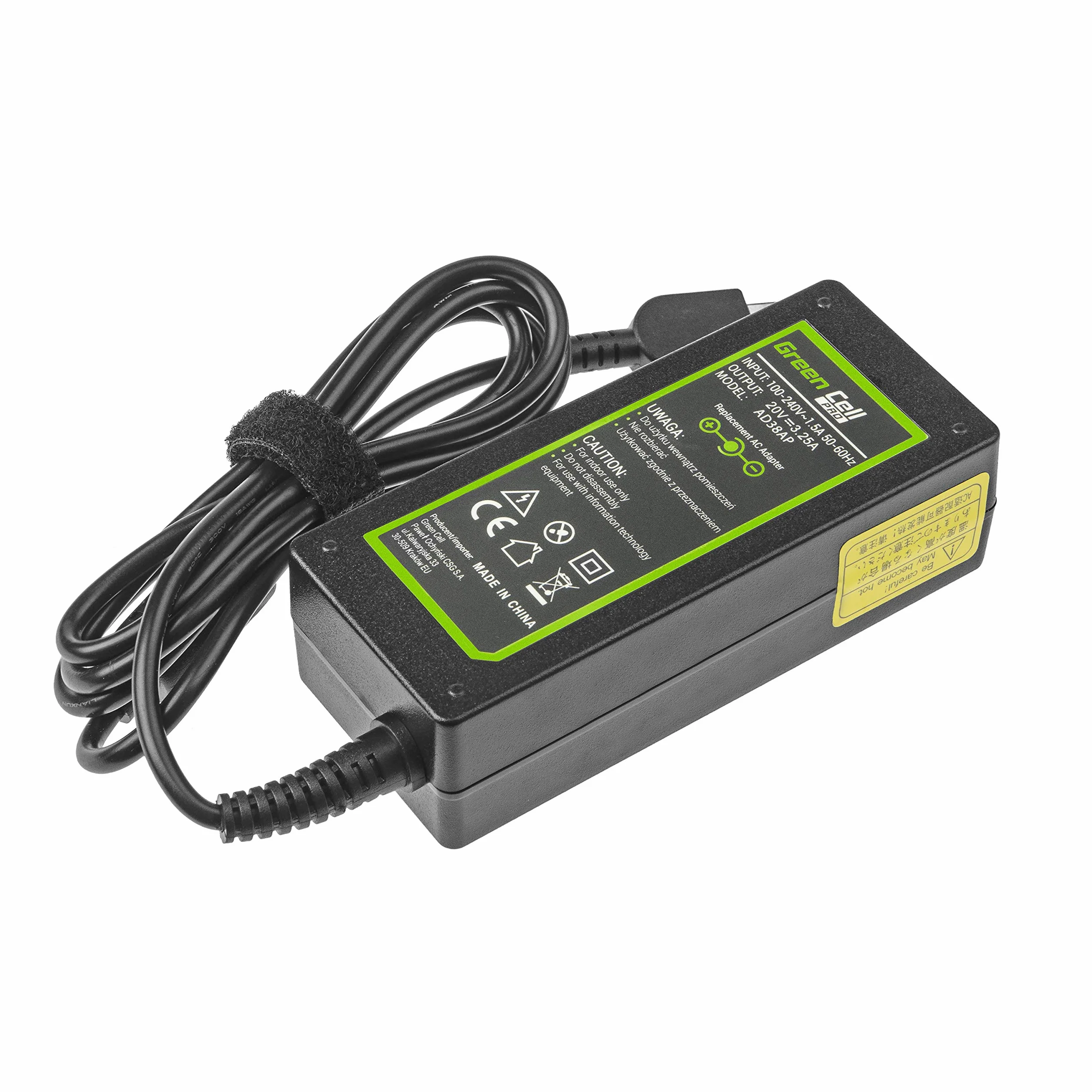 Green Cell 65 W 20 V 3,25 A ładowarka do laptopa Lenovo B50-80 G50 G50-30 V130-15IKB V310-15IKB IdeaPad S500 ThinkPad S540 kabel do ładowania wtyczka: Lenovo Slim Tip