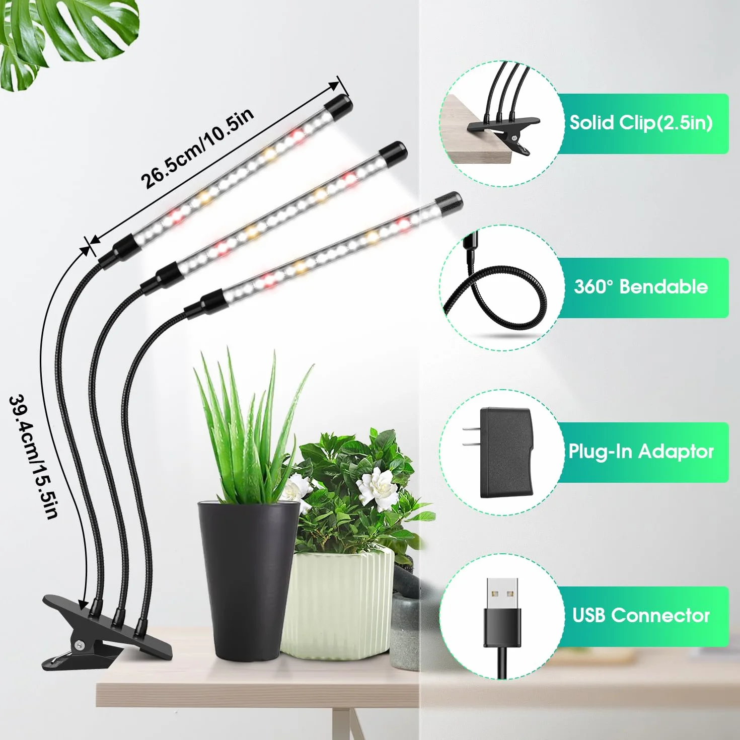 Lampa do Uprawy Roślin 6000K Pełne Spektrum 5 Stopni Ściemniania 3 Tryby Automatyczny Timer