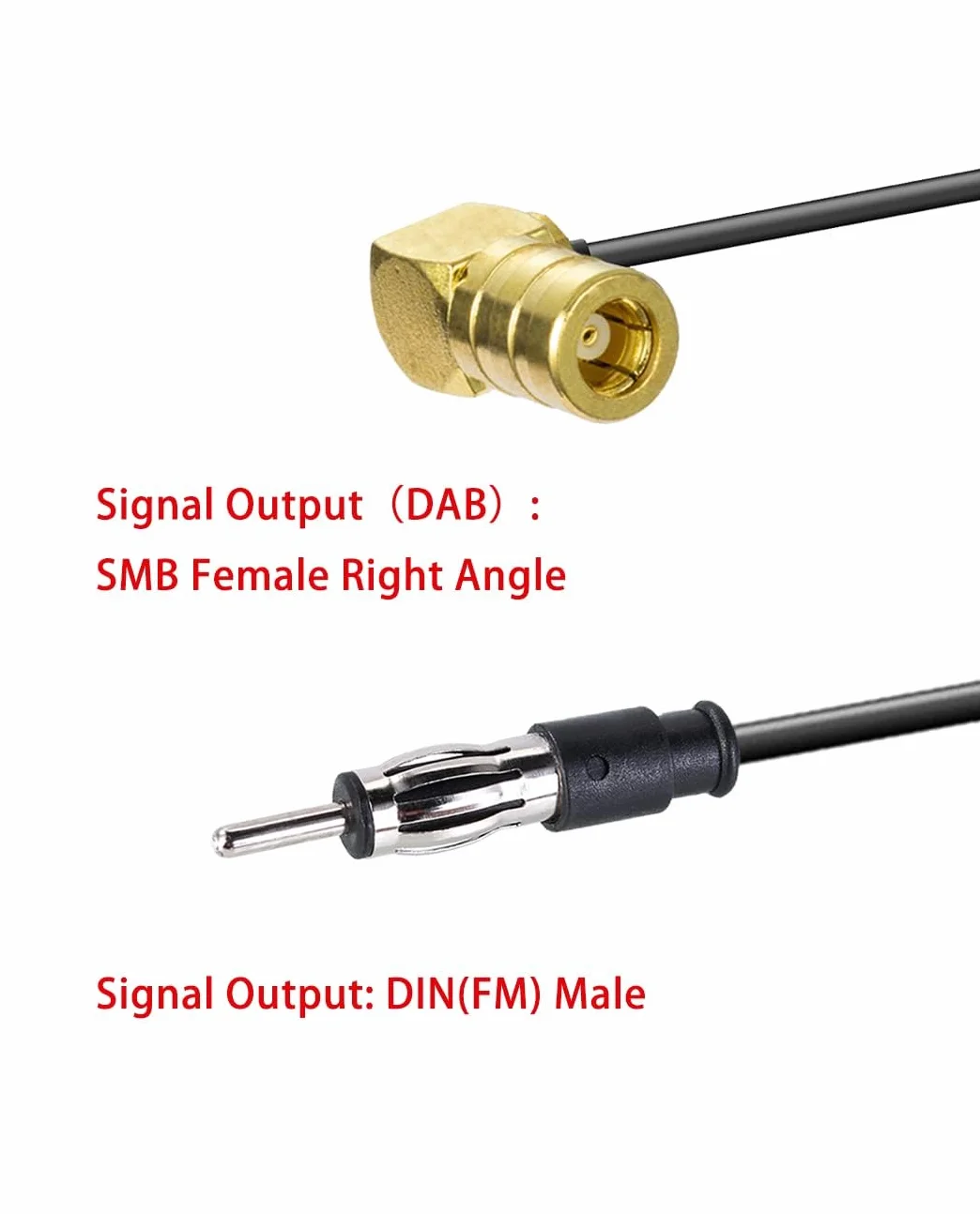 Vecys Wzmacniacz Sygnału Anteny Samochodowej FM/AM 12V Cyfrowy Booster DIN Żeński do DIN Męski do SMB Żeński Kątowy Adapter