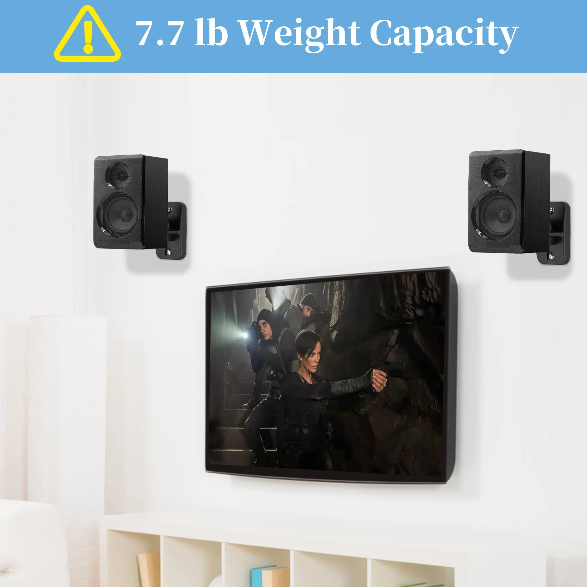 Cozycase 4 sztuki uchwytów naściennych do głośników z mocowaniami - Regulowany zestaw uchwytów naściennych do głośników satelitarnych | Obrotowy | Przechylany do głośników przestrzennych, trzyma do