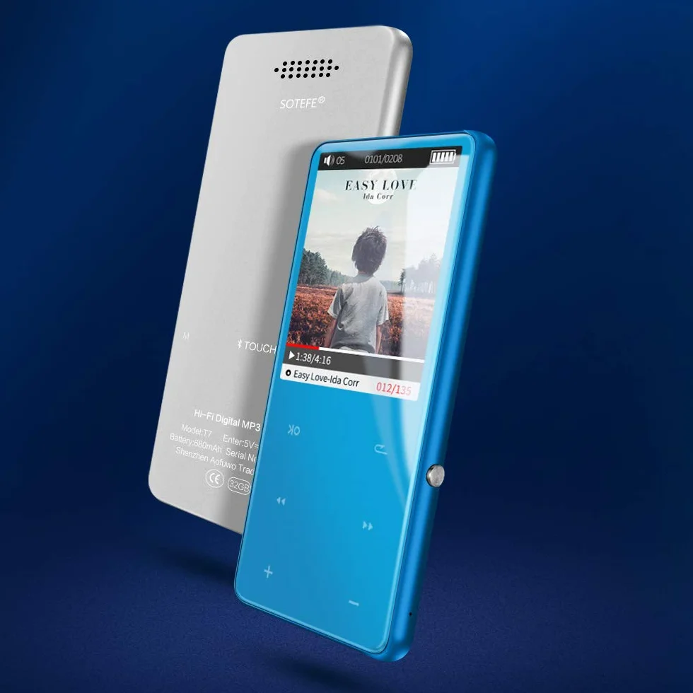 Odtwarzacz MP3 32 GB Bluetooth 2.5D ekran dotykowy przycisk cyfrowy przenośny odtwarzacz MP3 z radiem FM głośnik wideo Hi-Fi muzyka super dźwięk dyktafon A-B Repeti obsługa karty do 128 GB
