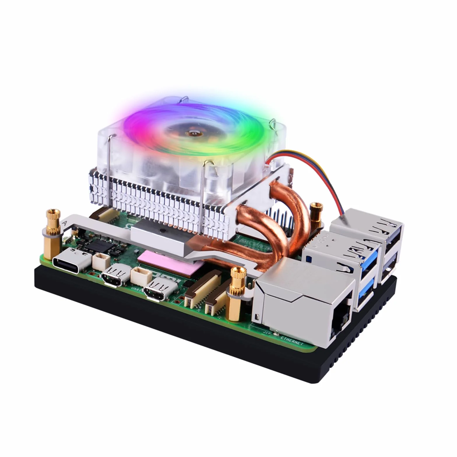 GeeekPi Ice Tower Cooler do Raspberry Pi 5, aluminiowy klimatyzator Pi 5 z wentylatorem chłodzącym do Raspberry Pi 5 4 GB/8 GB (Raspberry Pi 5 nie wchodzi w zakres dostawy), EP-0215