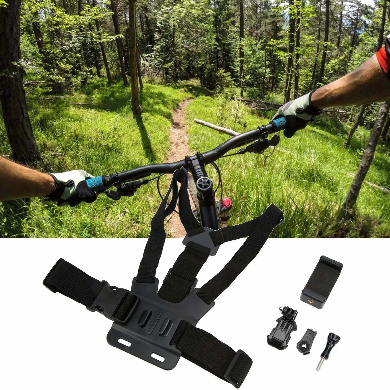 Telefon Komórkowy Selfie Chest Mount, Regulowany Uchwyt na Telefon Komórkowy Pasek Uprzęży, Selfie Chest Mount Strap Adapter Pasa Kompatybilny z Większością Smartfonów