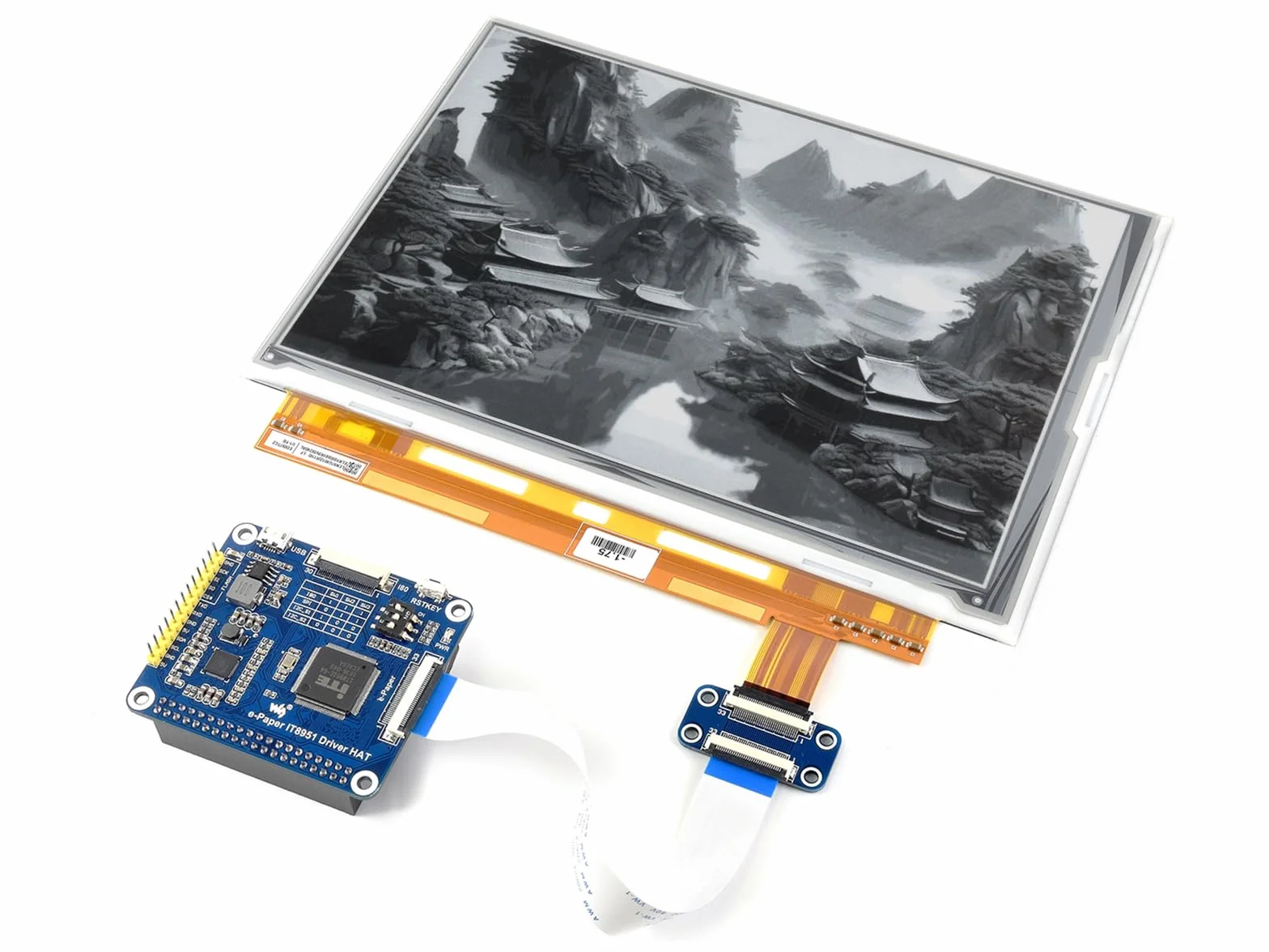 Waveshare 9.7inch E-Ink Display HAT dla Raspberry Pi Zero/Zero W/Zero WH/2B/3B/3B+ ekran z e-papierem o rozdzielczości 1200 x 825 kontroler IT8951 USB/SPI/I80