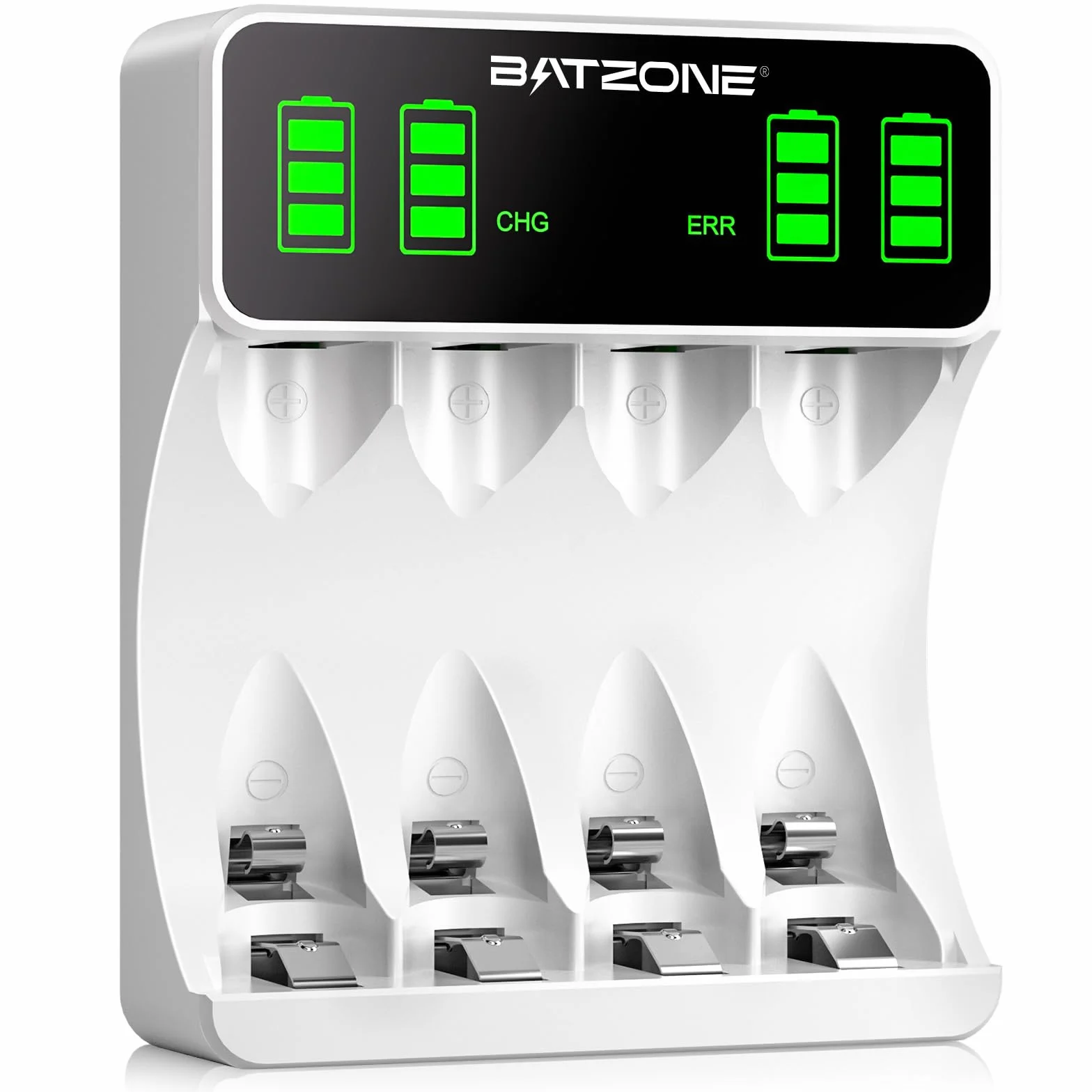 BATZONE Ładowarka do akumulatorów AA/AAA 4 miejsca LCD szybka Ni-MH Ni-CD